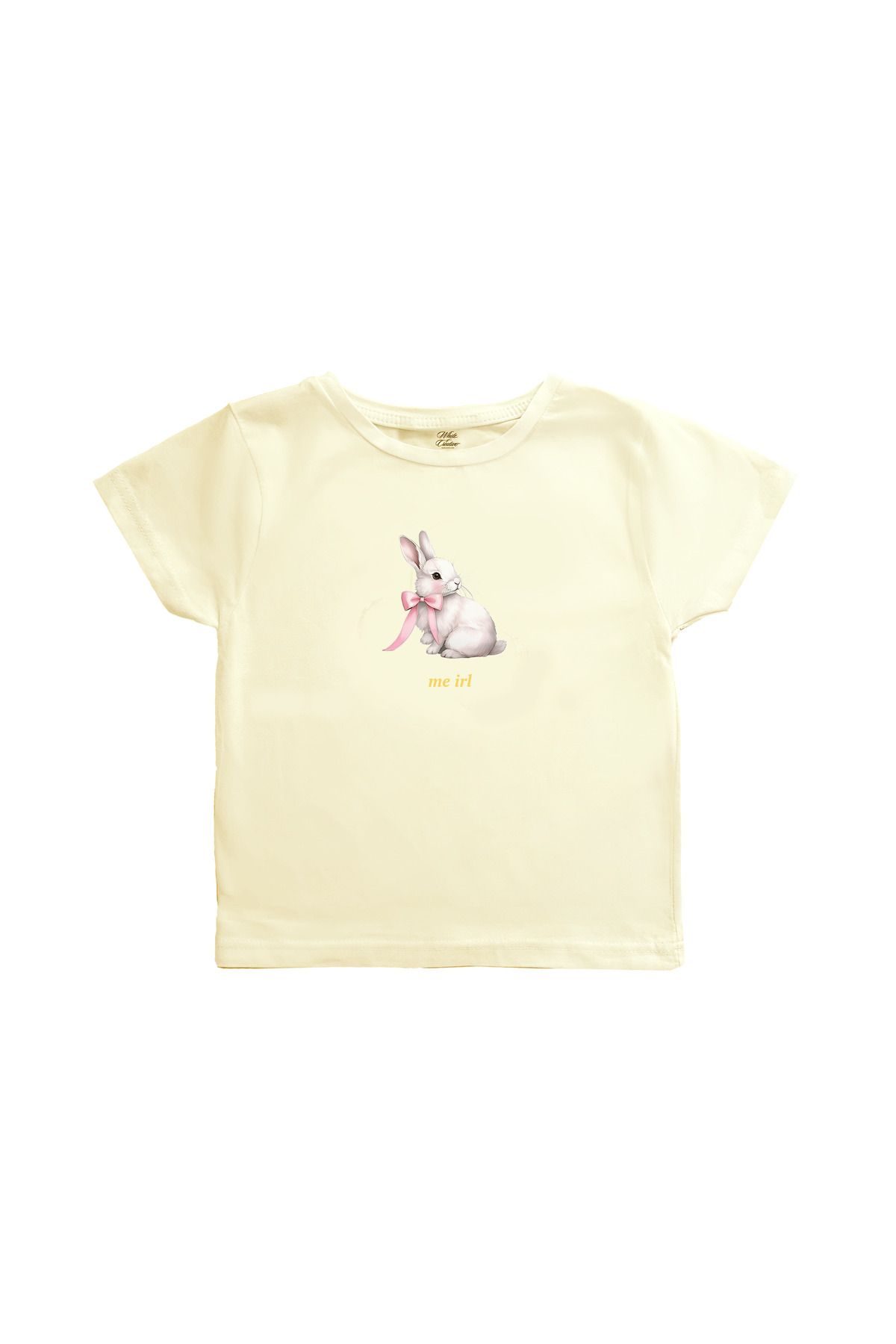 WHITE OF CREATIVE Bunnies Baby Tee Crop Top
