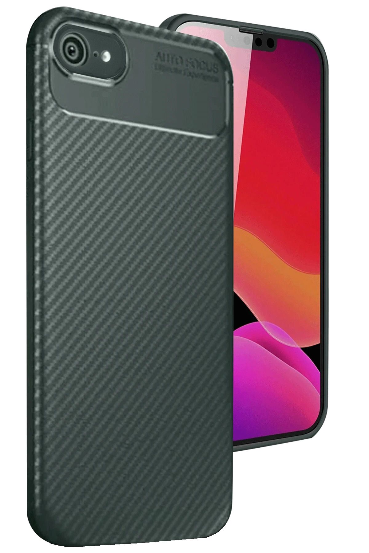 GRABONO Apple iPhone 16E Kılıf Karbon Fiber Görünümlü Ultra İnce Premium Carbon Case