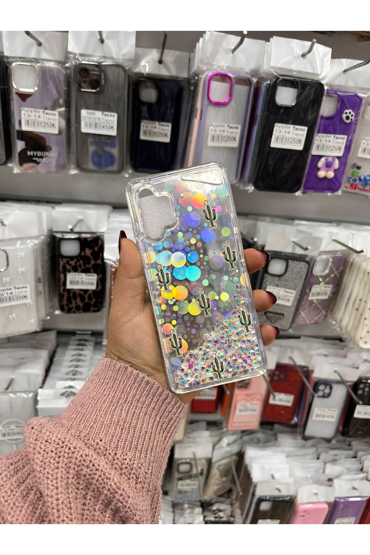 TECNOTREND Galaxy A32 4G sıvı parıltılı Hologramlı şeffaf silikon kılıf