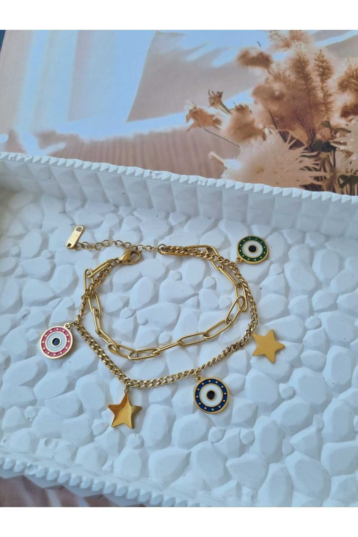 BRONZSTEEL Nazar boncuklu yıldızlı bileklik