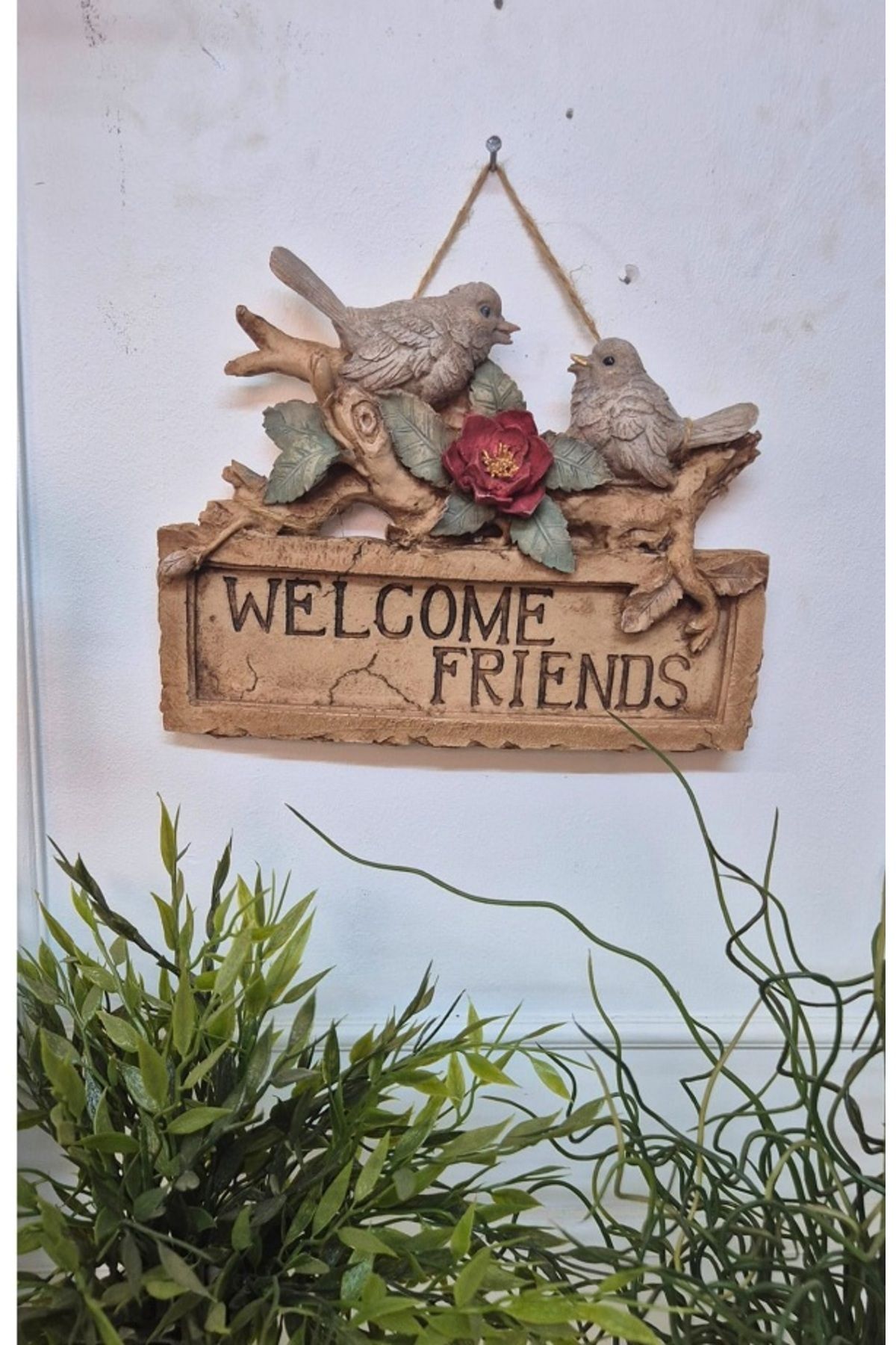 Dekoromi Dekoratif Kuşlu Welcome Duvar Pano (25x20cm)