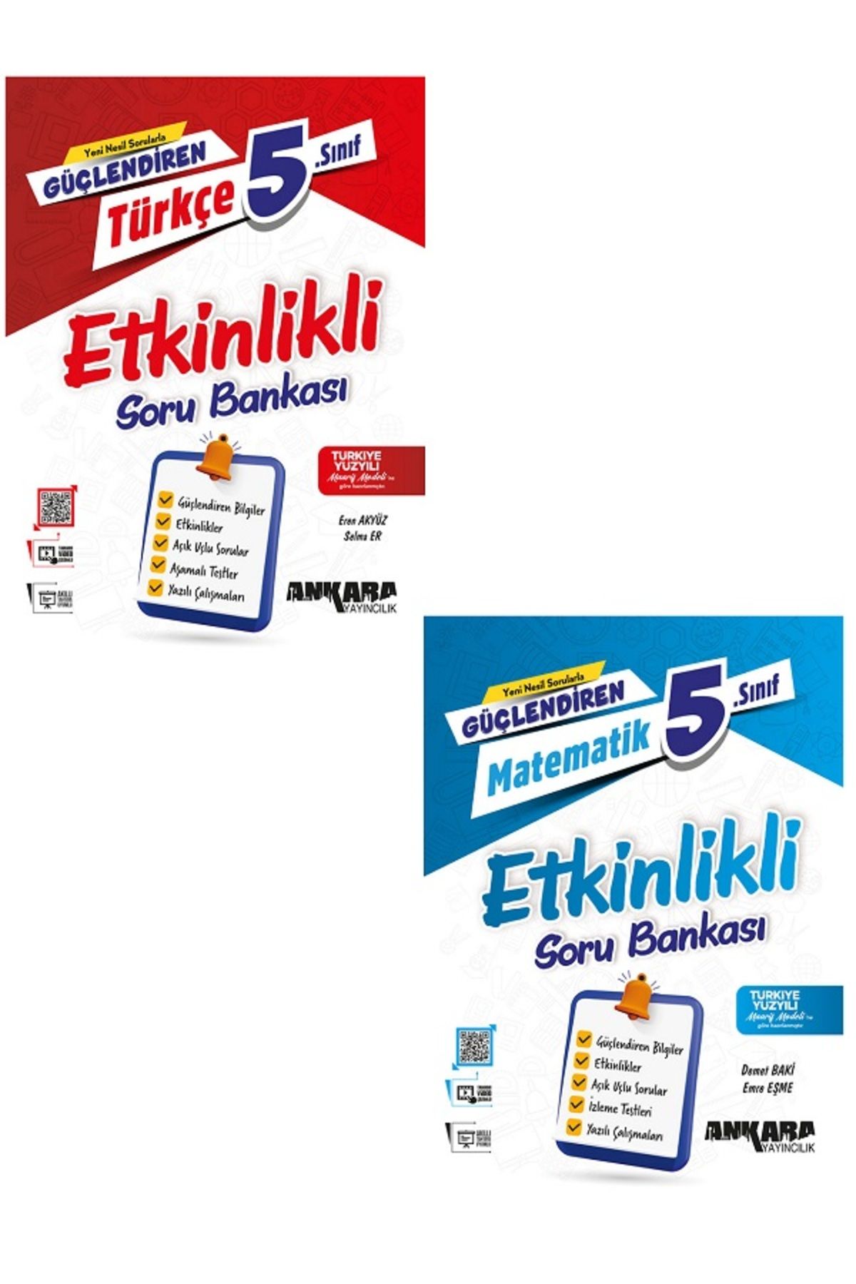 Evrensel İletişim Yayınları 5.Sınıf Ankara Güçlendiren Türkçe + Matematik Etkinlikli Soru Bankaları / 2 KİTAP / YENİ