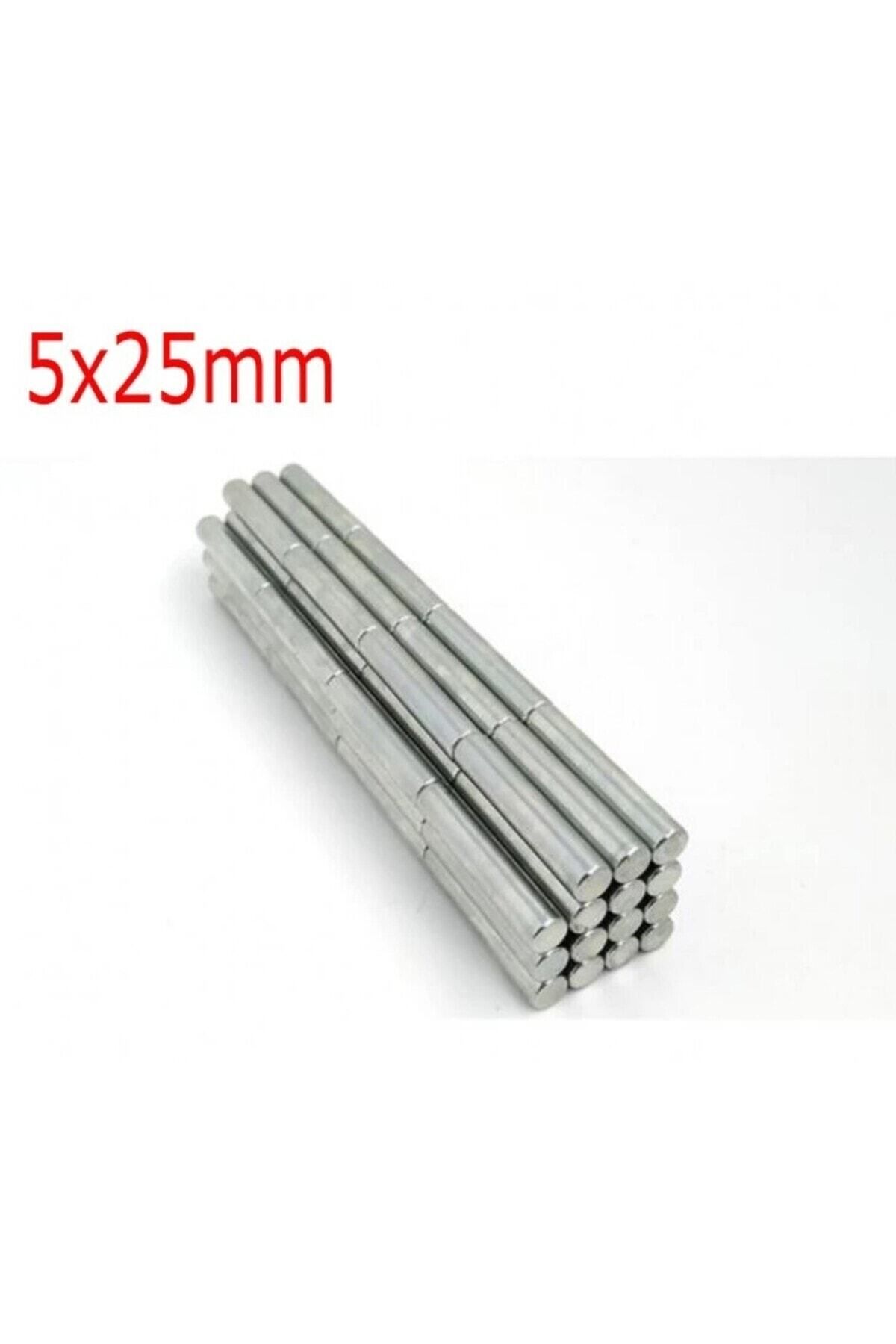 Elioure 5 Adet Silindir Neodyum Mıknatıs, 5x25 mm, Güçlü ve Dayanıklı Magnet Seti