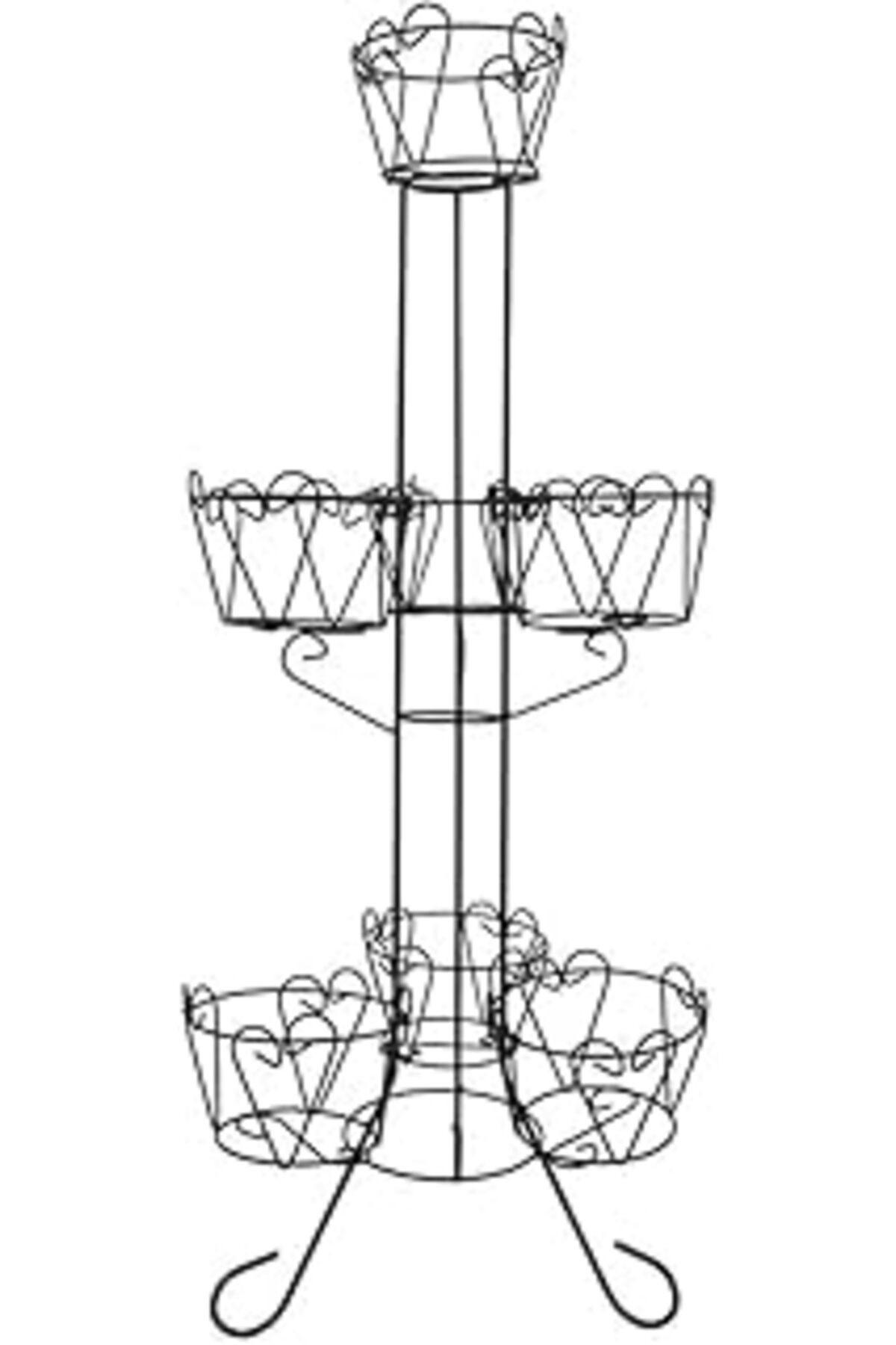 Pazarcan Nekuba Ferforje 7'Li Çiçeklik Saksılık Bahçe Peyzaj Balkon Düzenleme 116 Cm, Siyah 7Li Çiçek Kaktüs