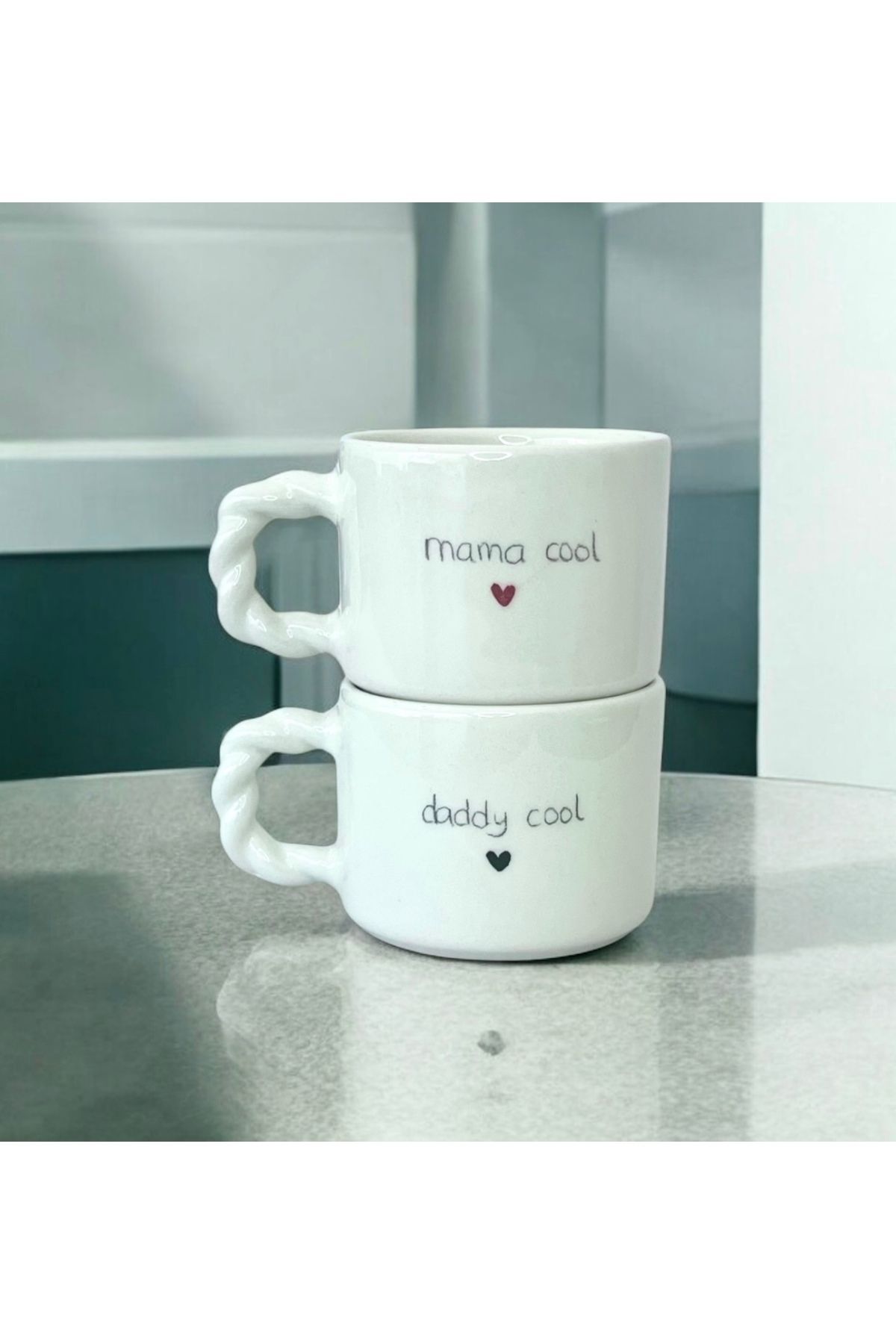 Home Mama Cool & Daddy Cool Anne Baba 2’li El Yapımı Seramik Kupa Seti