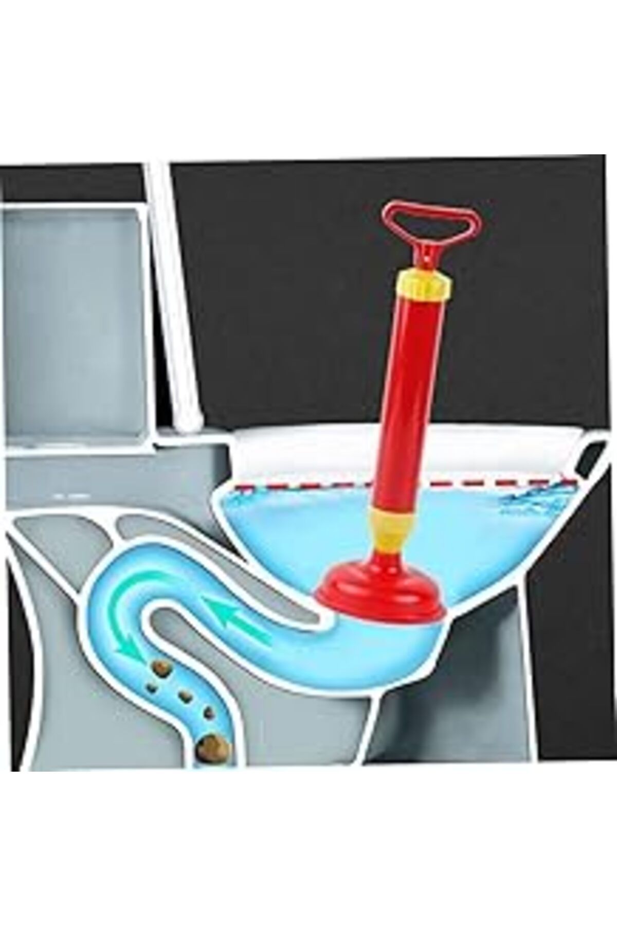 Pazarcan Aee® Tıkanıklık Açma Makinesi Gider Borusu Açma Temizleme Pompası Aparatı Mutfak Banyo Drenaj Duş T