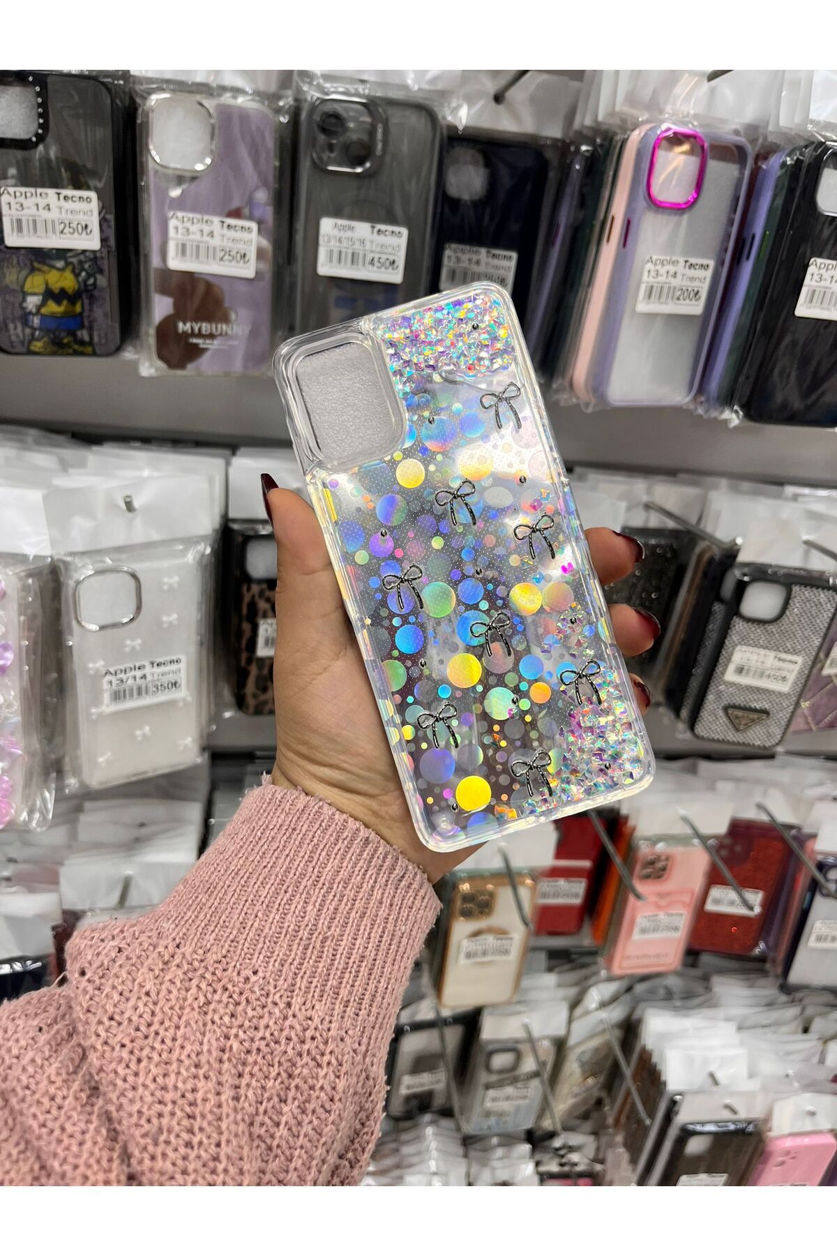TECNOTREND Galaxy A06 sıvı parıltılı Hologramlı şeffaf silikon kılıf