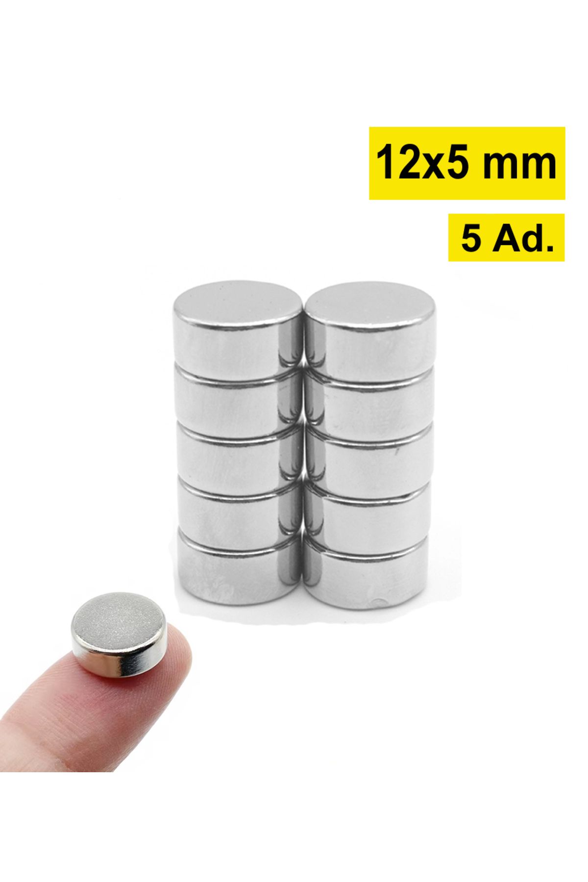 Elioure 5 Adet Güçlü Yuvarlak Neodyum Mıknatıs, 12x5 mm, Dayanıklı Magnet