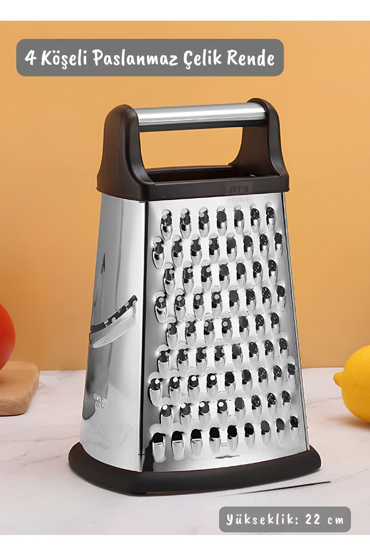 Impress Paslanmaz Çelik Rende Kaymaz Tabanlı 4 Taraflı 10 İnç Çok Amaçlı Kullanım Ergonomik Mutfak Rendesi
