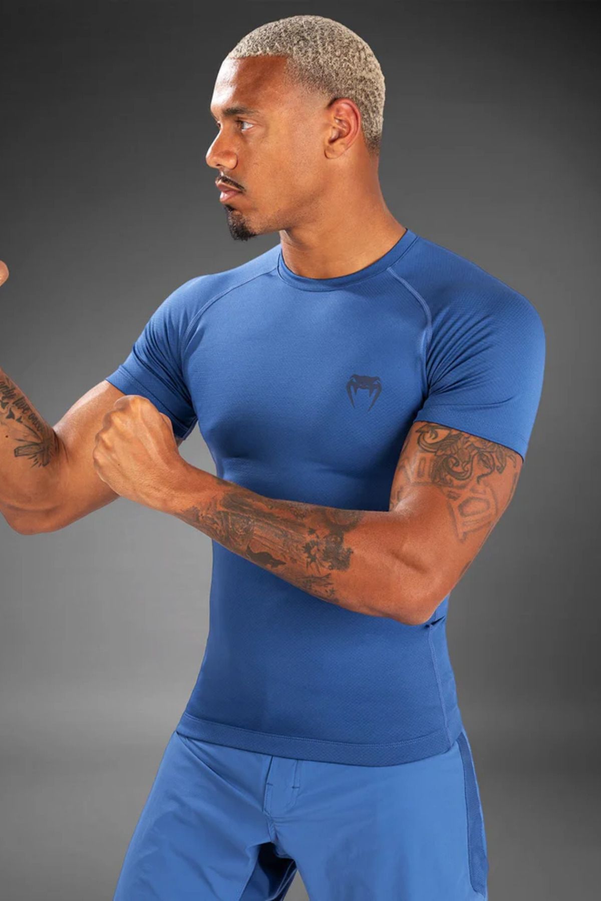 Stylovi Ufc Venum Premium Compression Mavi Özel Kumaş Erkek Spor Antrenman Fitness Tshirt Mma