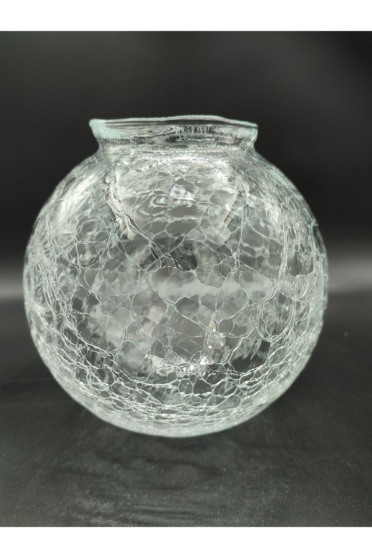 KUĞULU Osmanlı Avize Camı Şeffaf Renkte Çatlatılmış Desenli Grifli (Çap: 20.00cm- Yuva çapı: 10.00cm)