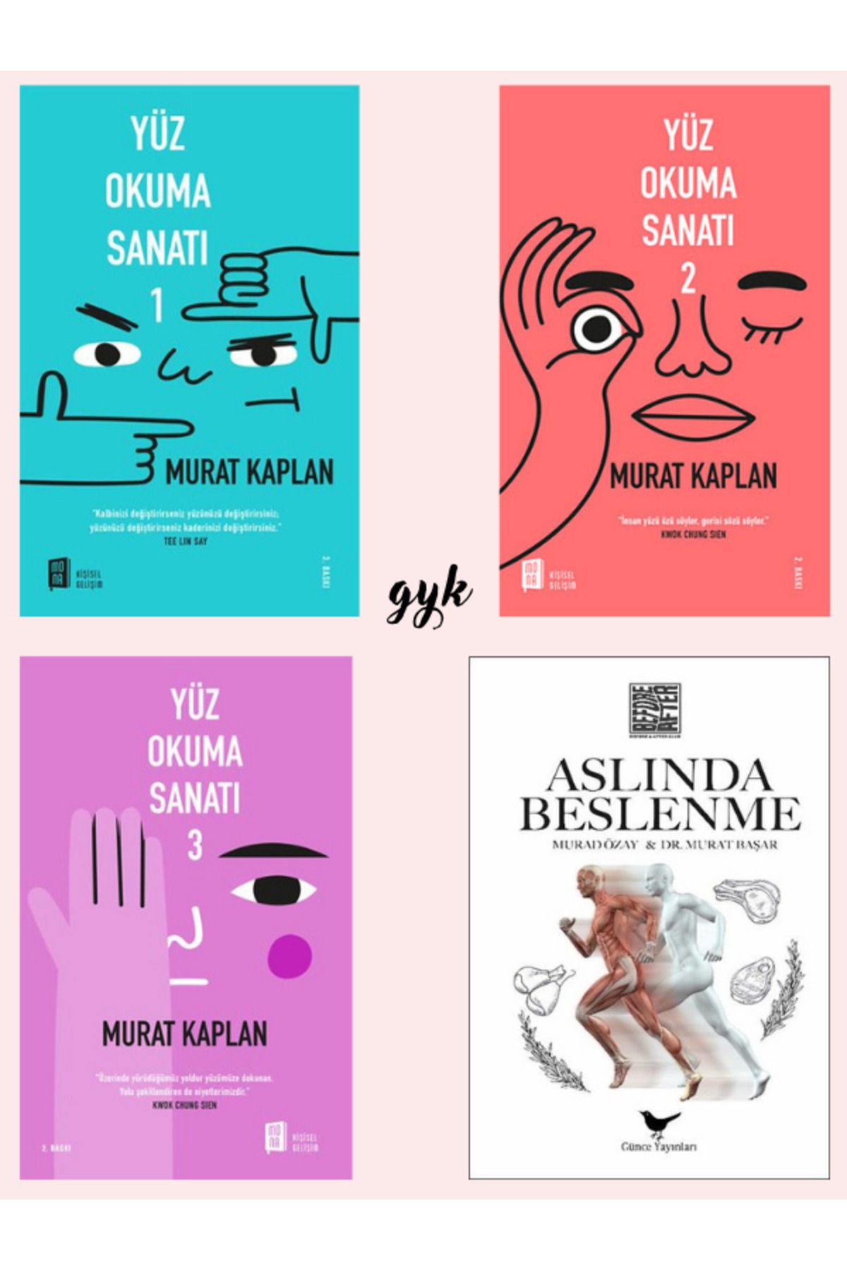 Mona Kitap Yüz Okuma Sanatı 1-2-3 ve Aslında Beslenme 4 Kitap SET