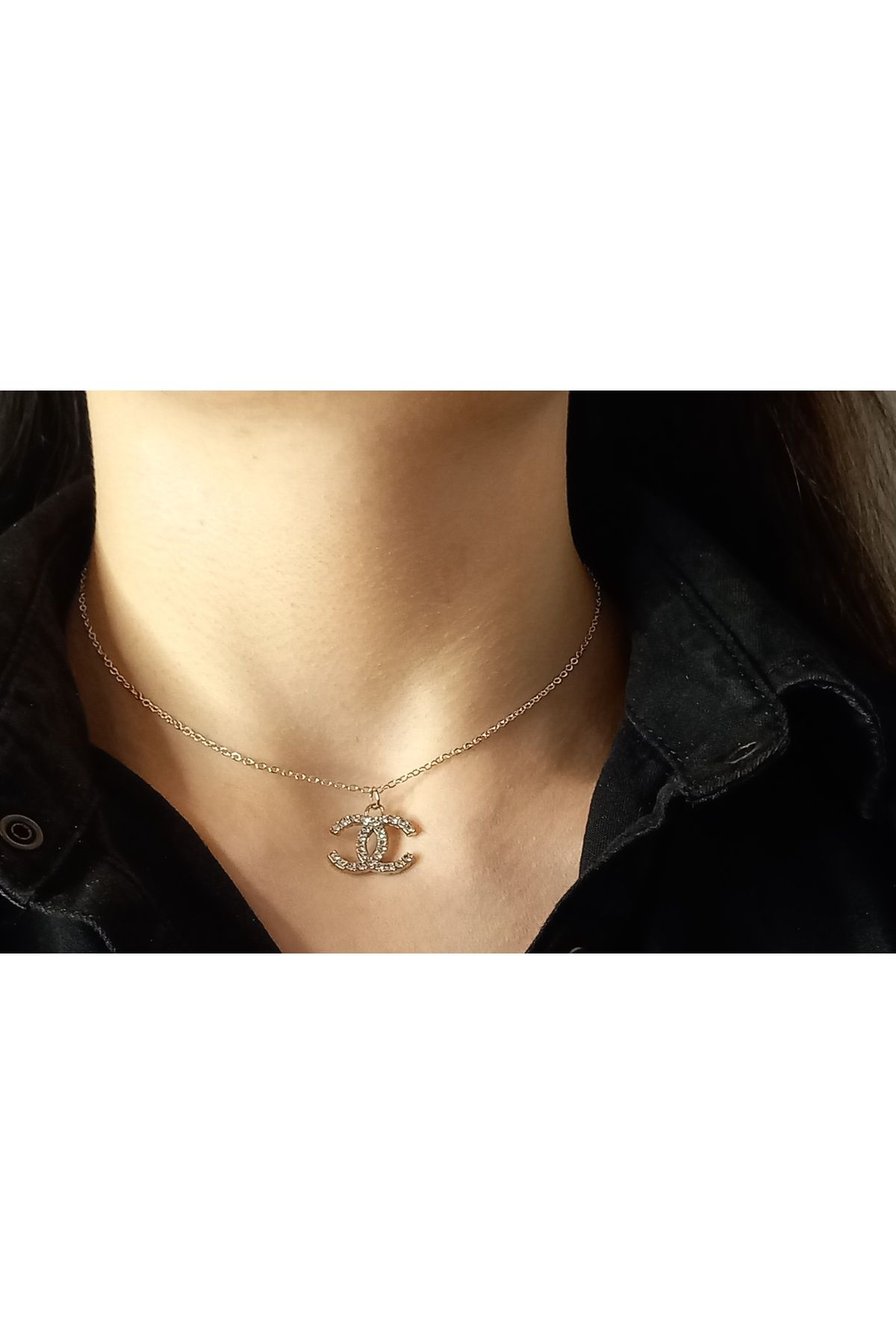 Crystal Atelier C Gümüş Kolye, Zirkon Taşlı C Harfi Figürlü Gümüş Kaplama Uçtan Çelik Kolye, Zarif Minimalist Kolye