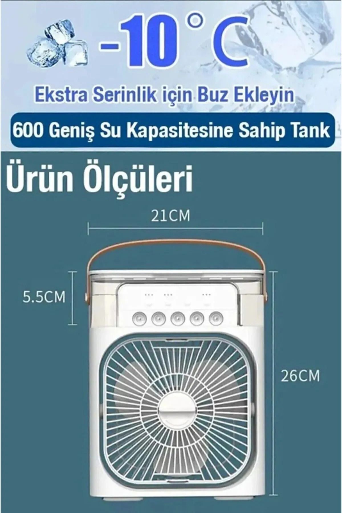 MEBAX Soğuk Buharlı Masa Tipi Fan 3'ü 1 Arada Nemlendirici, Gece Lambası ve Soğutucu Fan