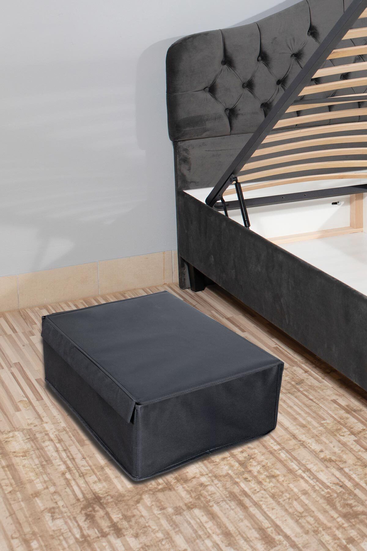 FORSACE Çok Amaçlı Çamaşır Saklama Düzenleme Vb Baza Altı Hurç Kutu 50x40x19 cm Antrasit