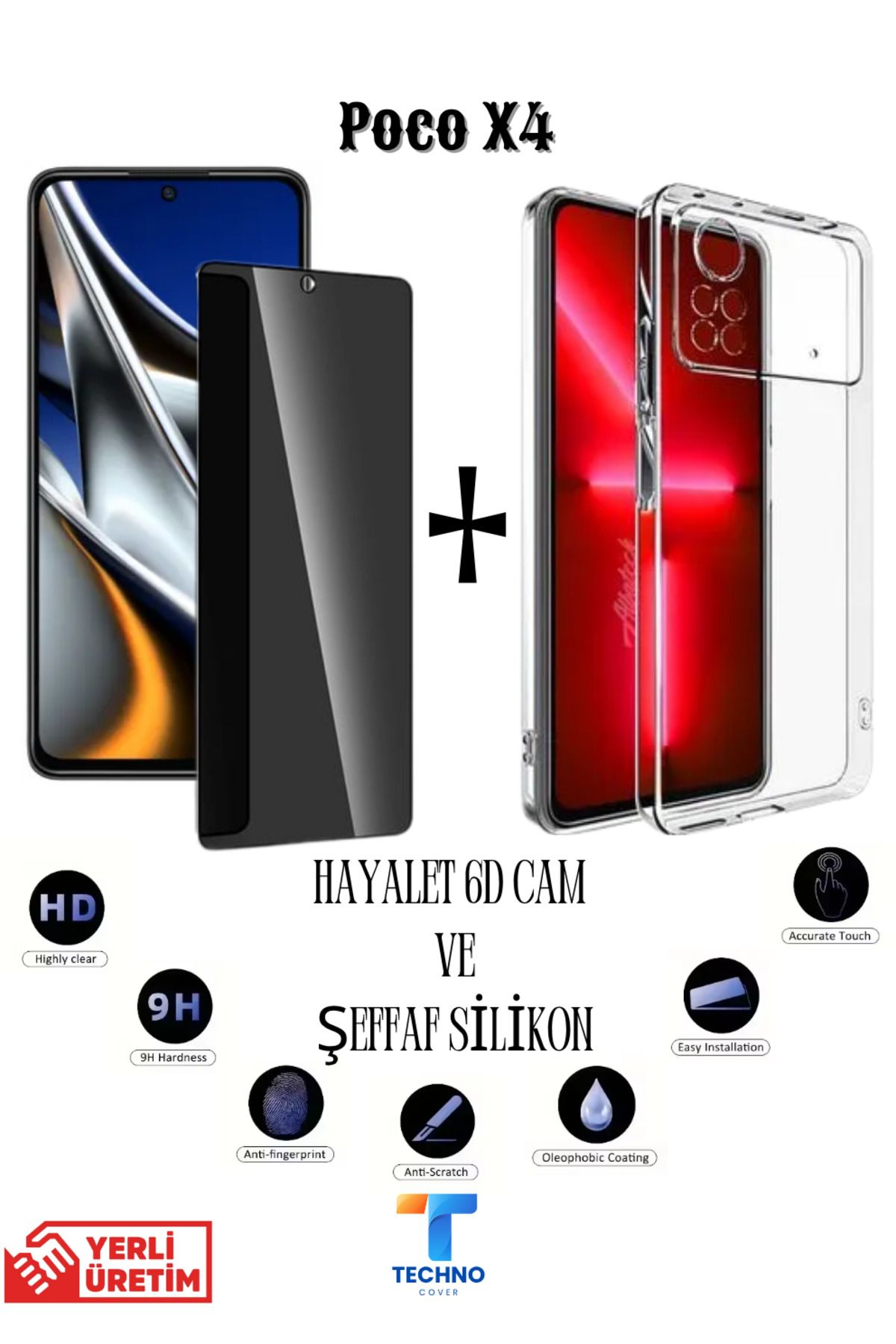 foxpower Poco X4 Hayalet Ekran Koruyucu ve Şeffaf Kılıf 2li Avantajlı Paket