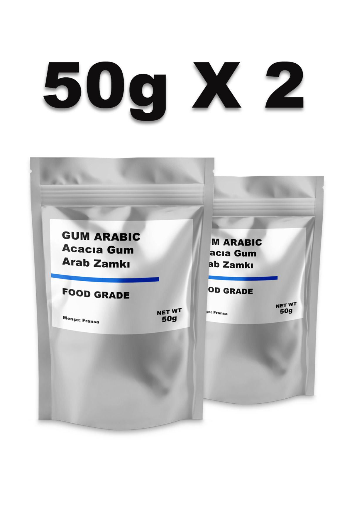 Agasia Gum Arabic, Acacia Gum, Arap Zamkı (Akasya Sakızı) Tozu (50g x 2) E414 | Fransa Menşei