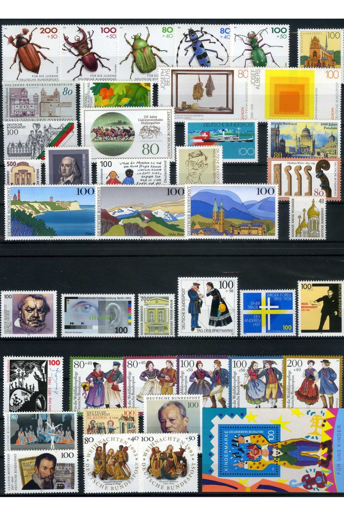 Jupiter Stamps Koleksiyon Pulları,ALMANYA 1993 Yıl Seti,Damgasız,Konsept Hediyelik,Hobi Dünyası,ASB-92267338