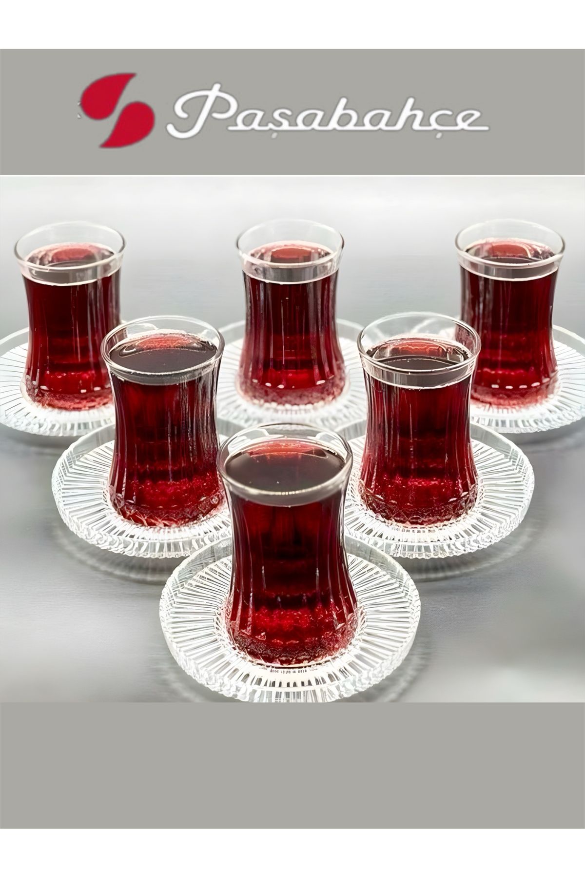 Seyid Satin Gelgör PAŞABAHÇE Damgalı Kutulu 12 Parça Elysia Çay Takım Seti 6 Bardak 6 Altlık