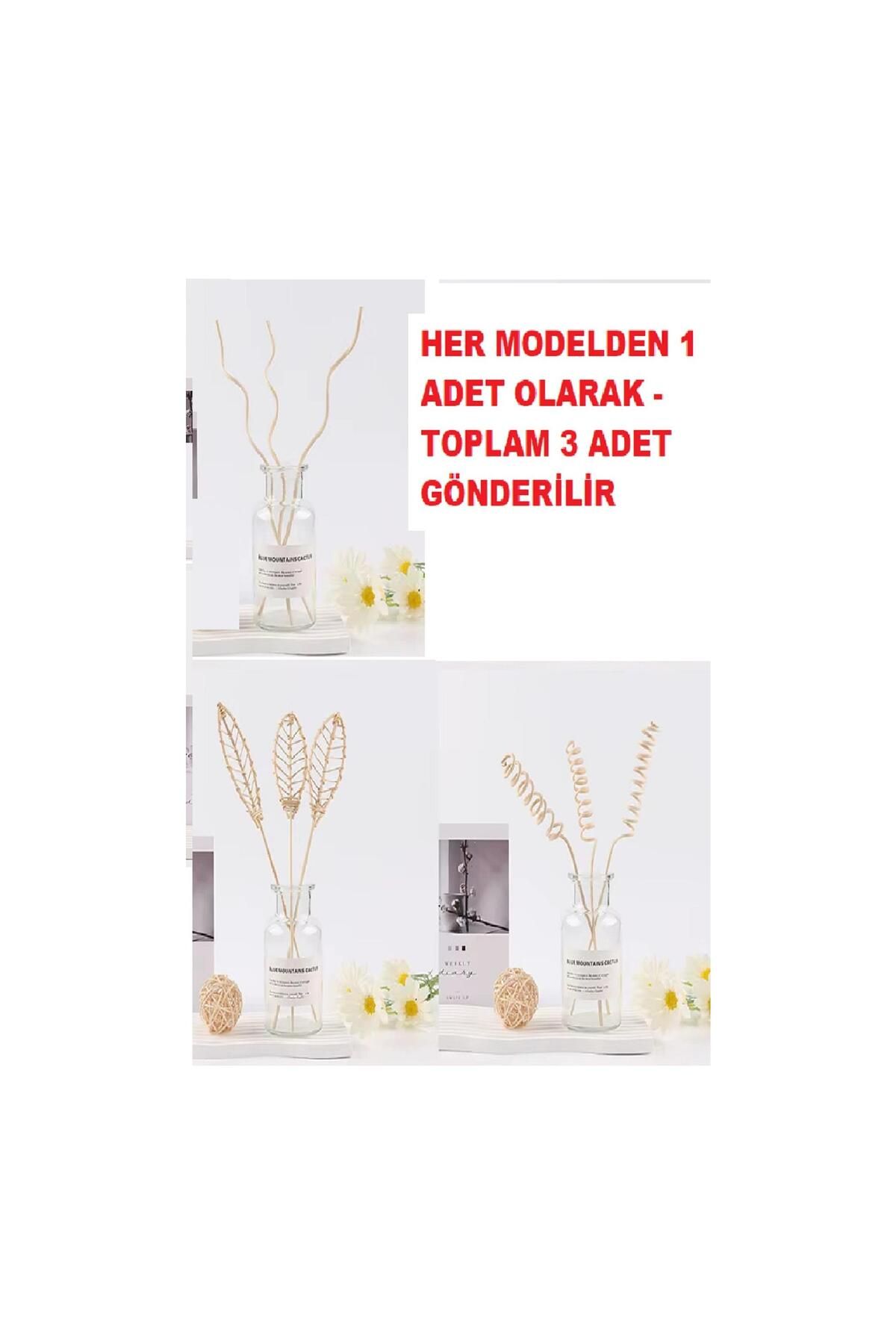 DEPPOSITE 3 Tek Adet 3 Model Aromaterapi Koku Dağıtıcı Rattan Şişe Ahşap Difüzör Çubuk (Spiral-Yaprak-Dalgalı)