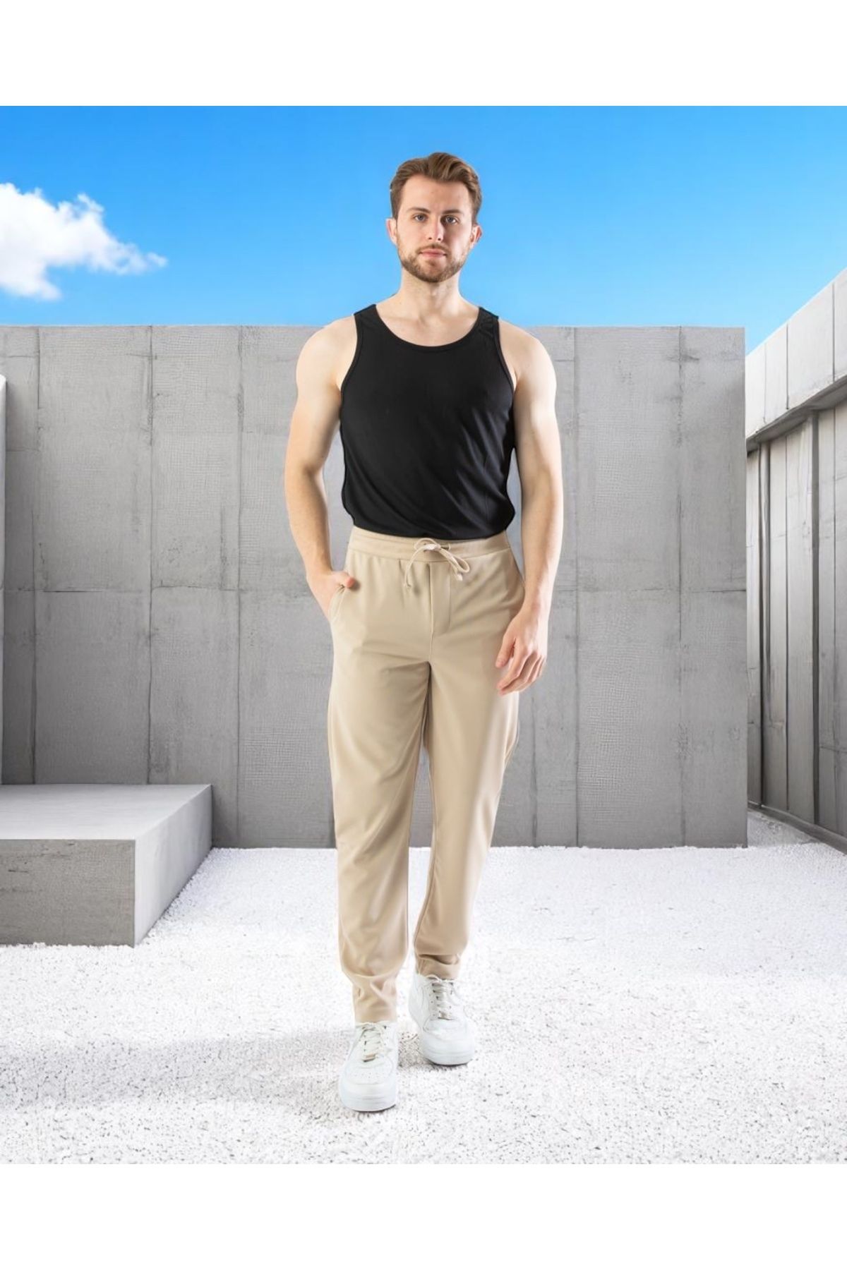 VOGUEMET Erkek Slim Fit Jogger Pantolon | Bağcıklı Cepli Bilek Boy Rahat Kalıp |