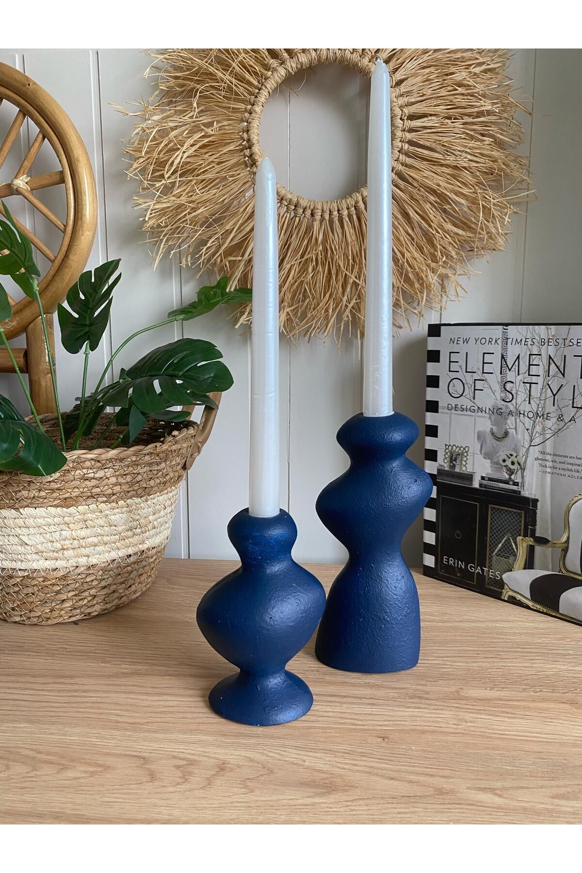 Porselian Modern Dalgalı Tasarım Şamdan 2’li Set