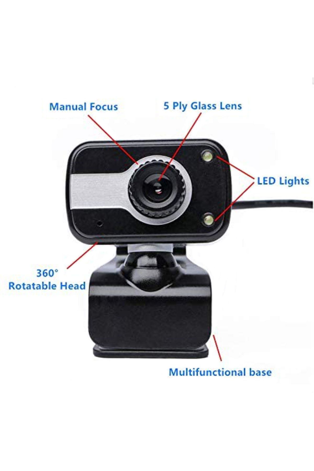 OEM-Cameră web cu microfon, 480P, My Web XHC B7, 360°, USB și mufă de 3,5 mm, vedere nocturnă, cablu 140 cm 8