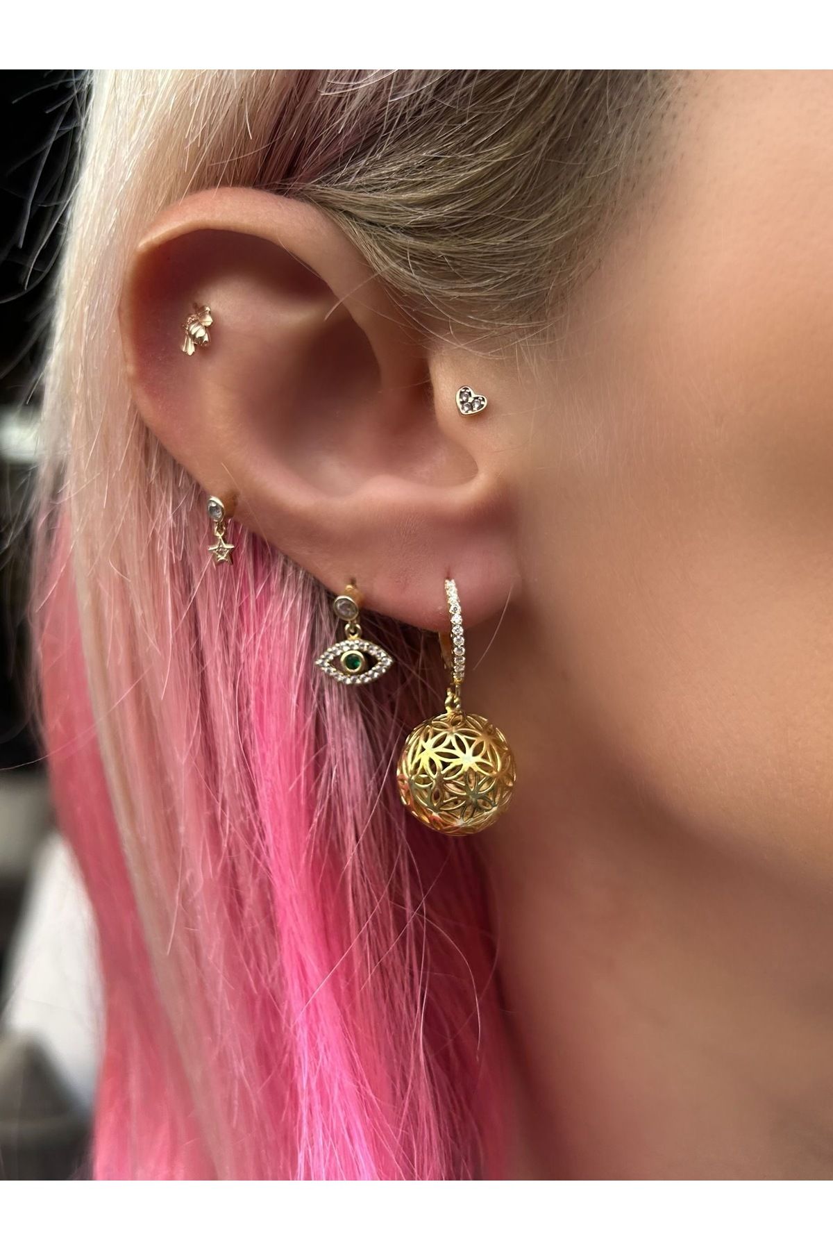 Shaman İstanbul Gold Yaşam Çiçeği Globe Küpe