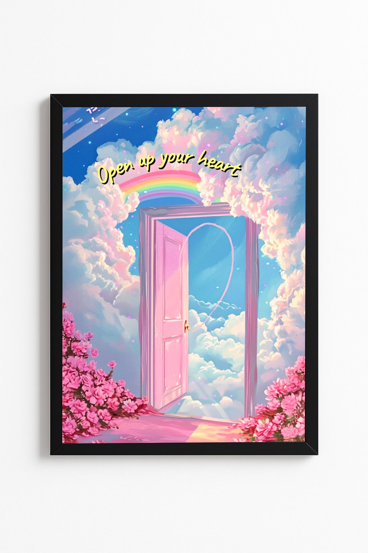 Patte Dreamy Pink Door - Aesthetic Motivasyon Poster - Çerçevesiz Poster Yüksek Kaliteli Tablo