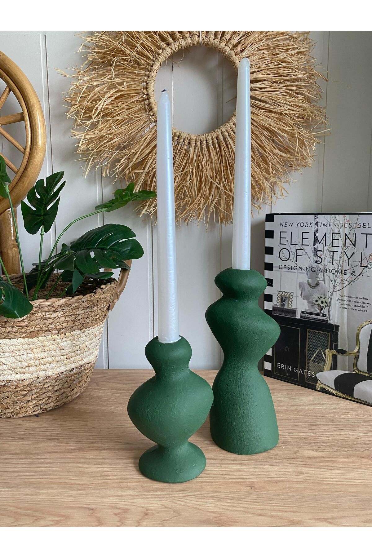 Porselian Modern Dalgalı Tasarım Şamdan 2’li Set