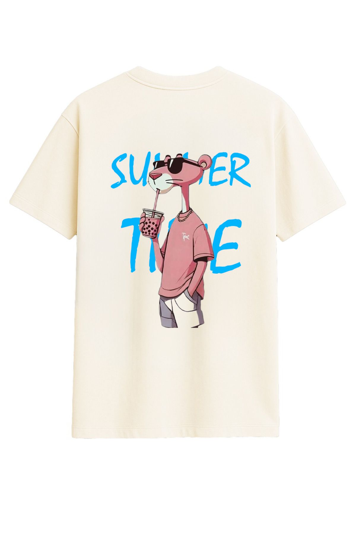 Vigor Wear PEMBE PANTER Baskılı Oversize UNİSEX T-shirt