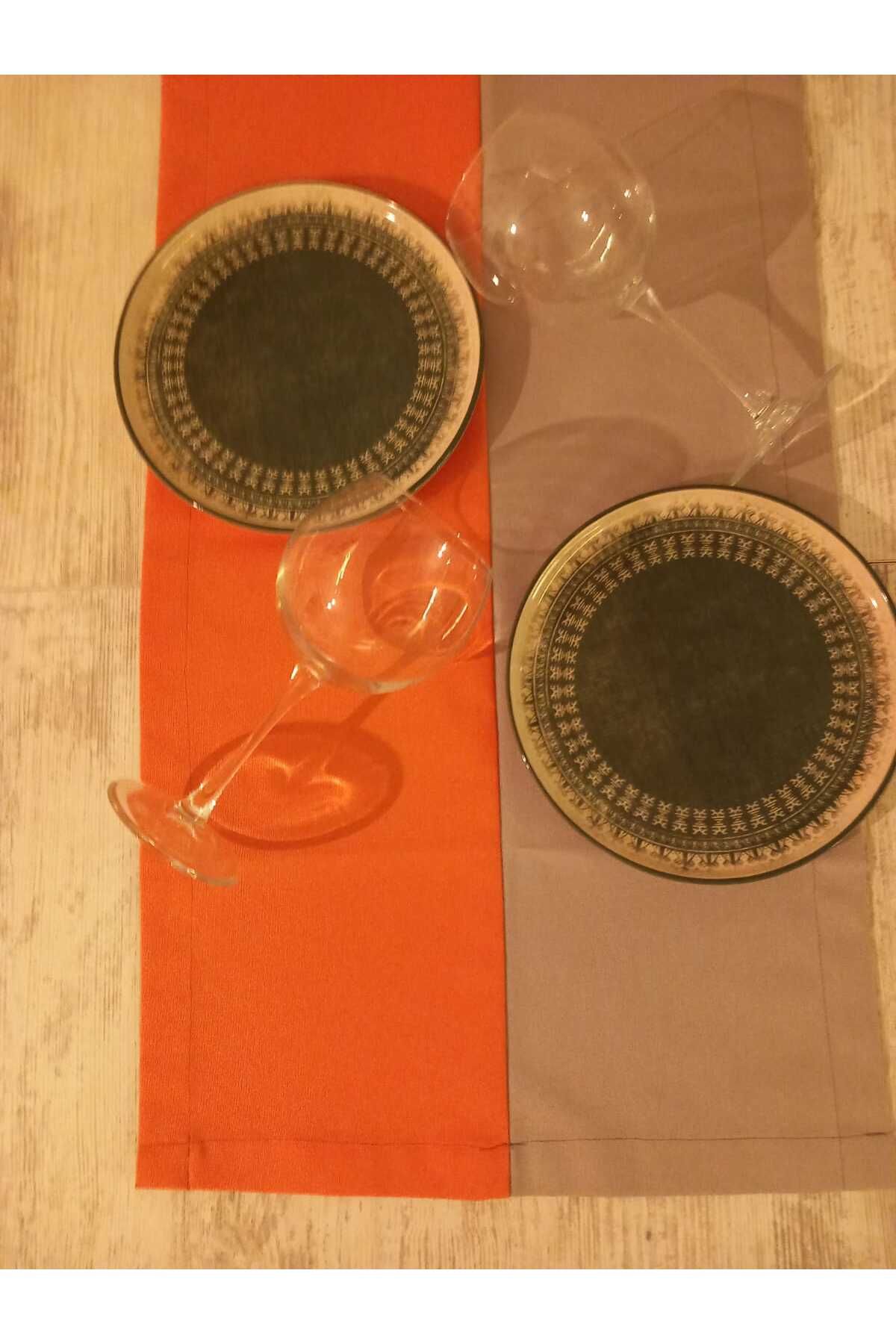 Butik çift renkli keten runner
