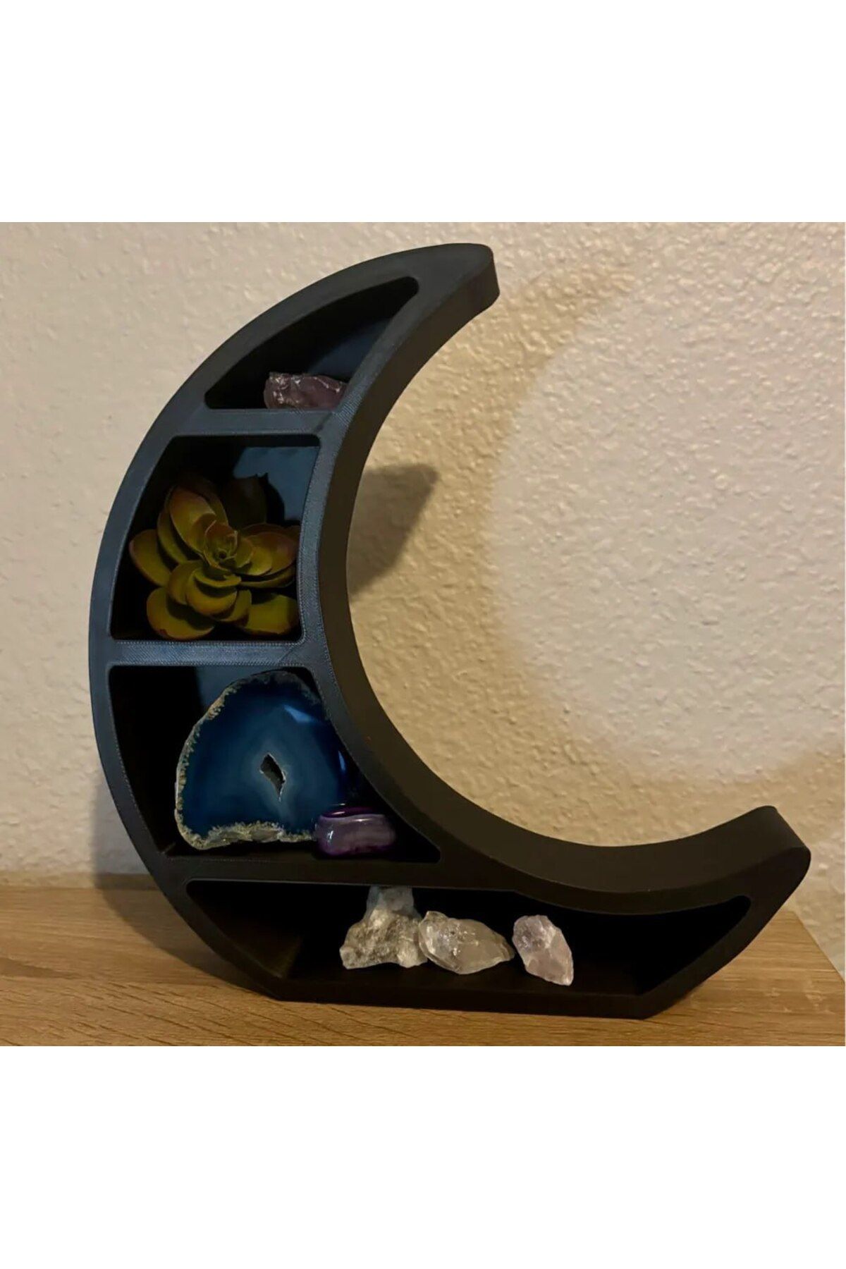ValoriaConcept 🌙✨ 4 Bölmeli Ay Şeklinde Raf | Şık & Fonksiyonel Duvar Dekoru! 🛋️