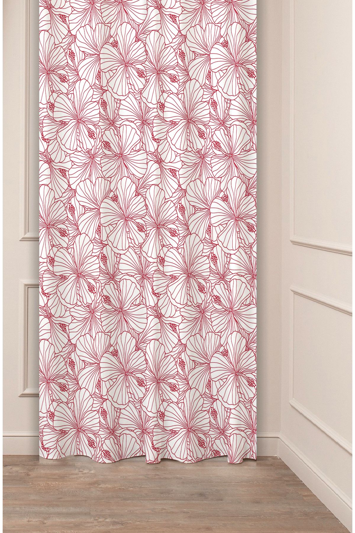 GREENDECOR Çiçekli Yapraklı Desenli Özel Tasarım Dijital Baskılı (Tek Kanat) Modern Şık Tasarımlı Fon Perde