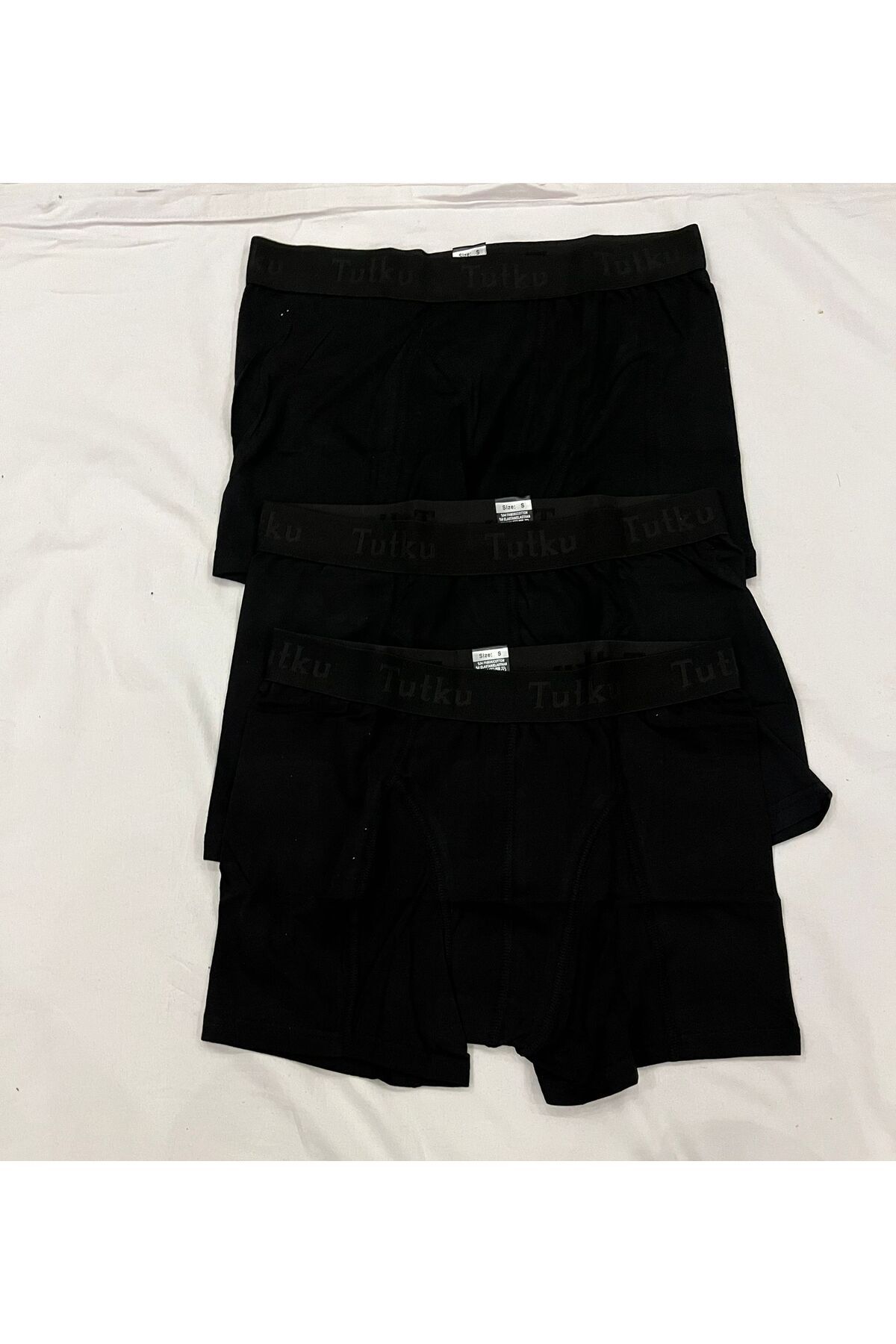Butik Erkek Siyah Likralı 3 lü Boxer