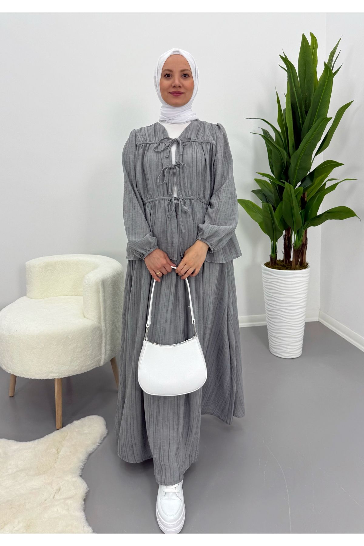 VOLT CLOTHİNG Premium Keten Astarlı Etekli Takım