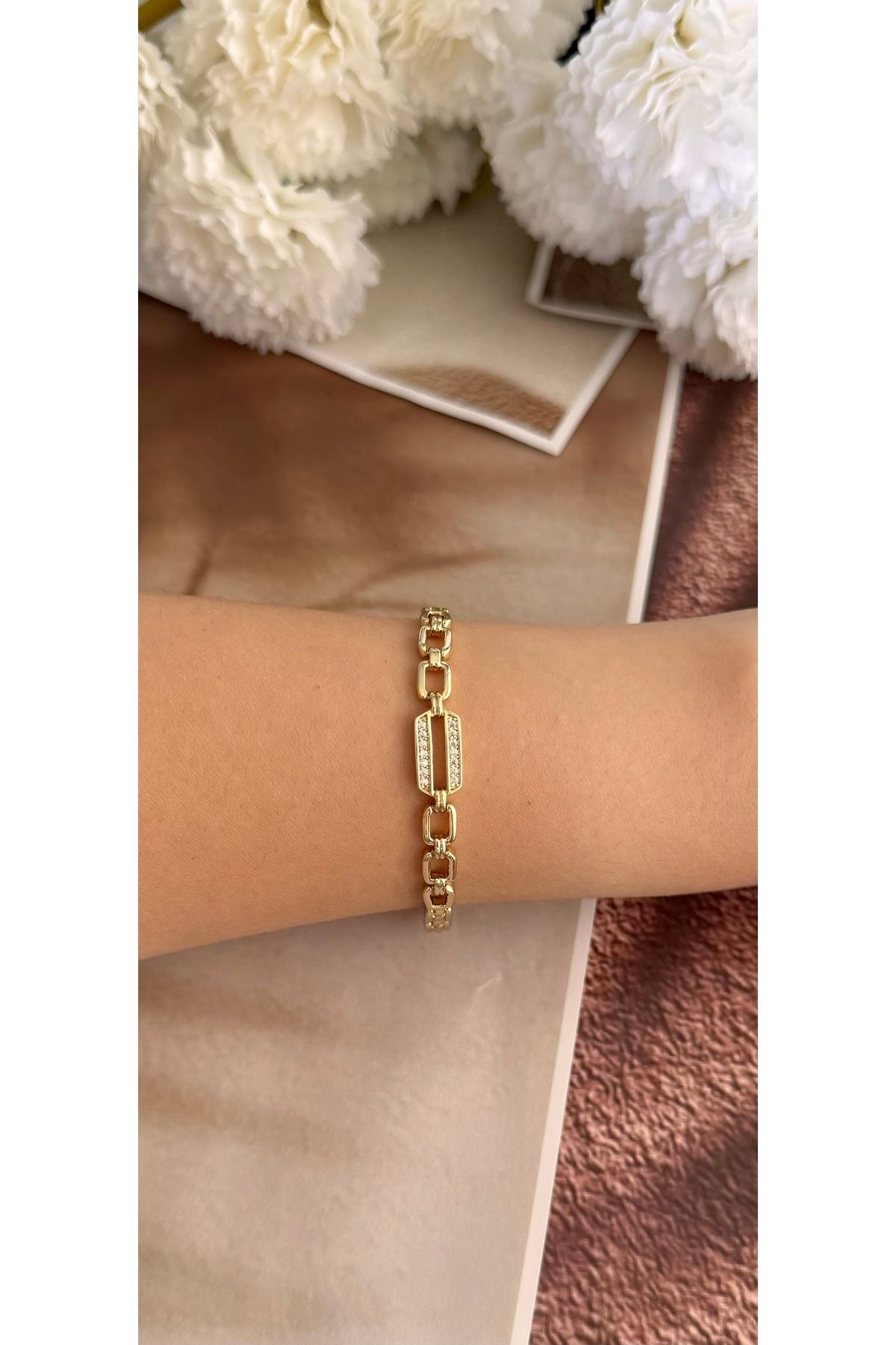 KAD COLLECTION Taşlı vintage zincir bileklik
