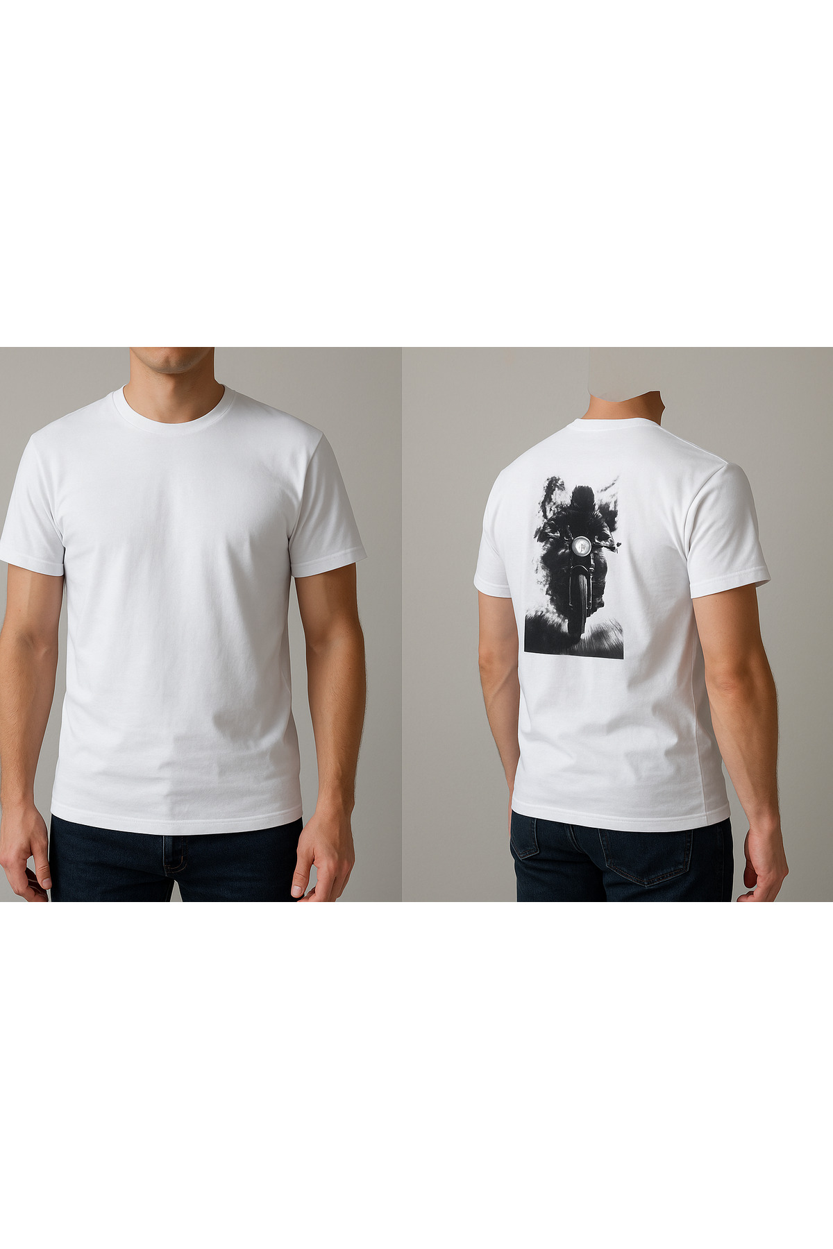 Beyaz Erkek Sırt Baskılı Tshirt