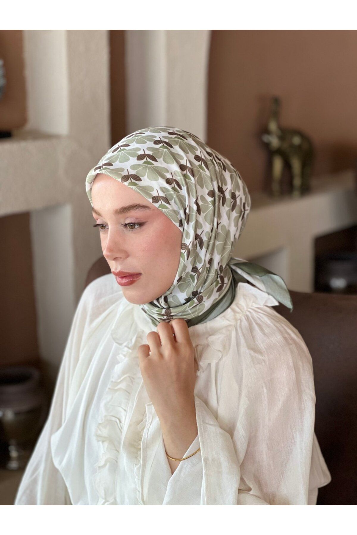 Modakaşmir-Clover Pattern Cotton Scarf 2