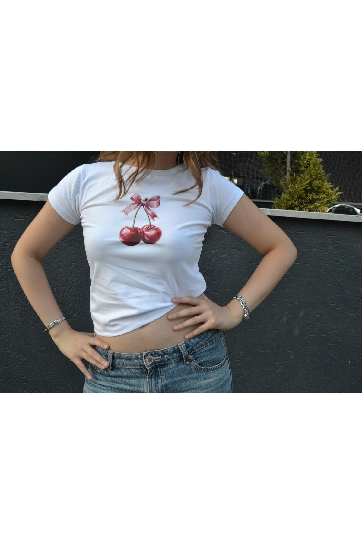 MODA kiraz baskılı t shirt