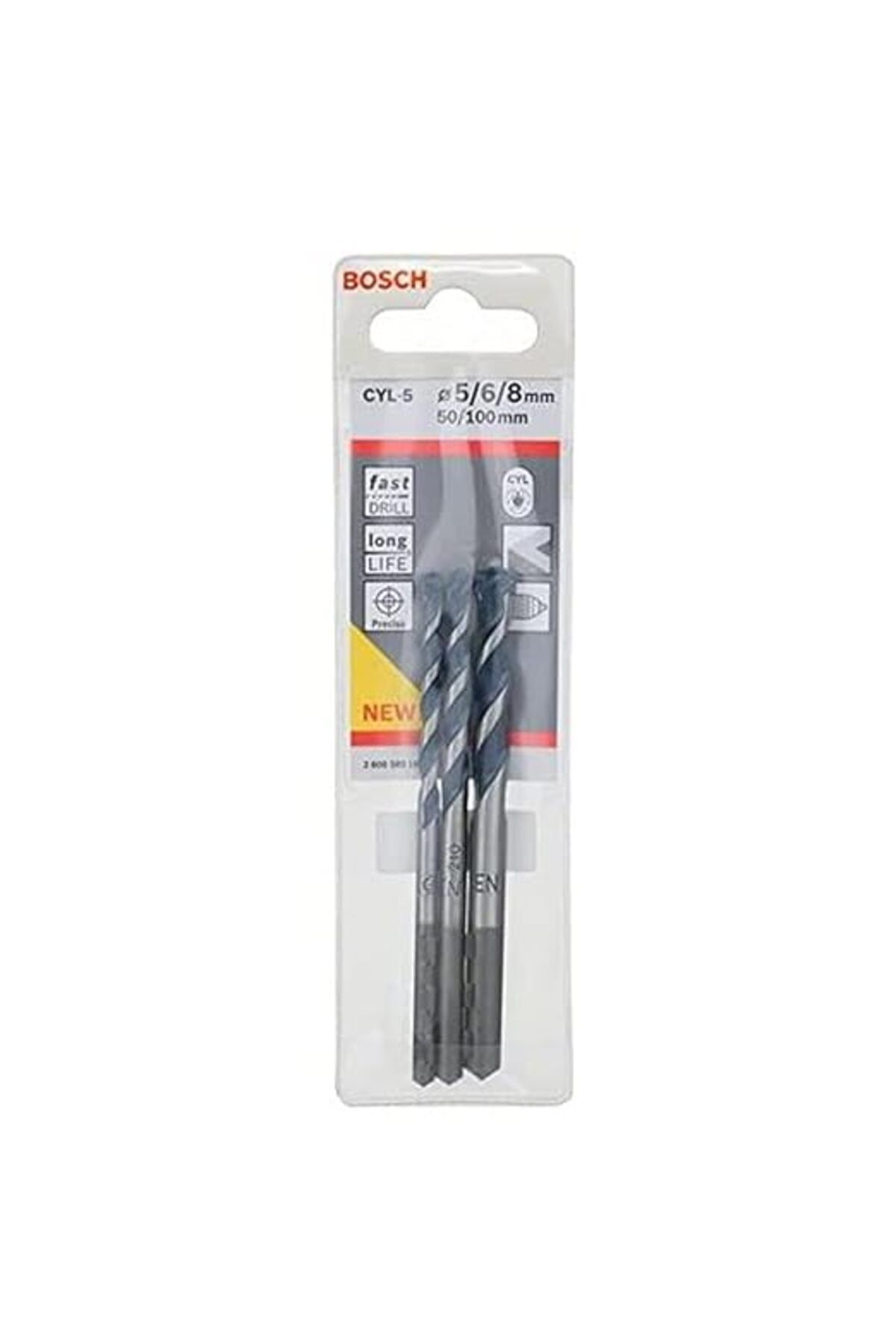 ShopZum Professional Accessories Cyl/5 Serisi, Blue Granite Turbo Beton Matkap Ucu, 3&Apos;Lü 5/6/8 Mm, Gri