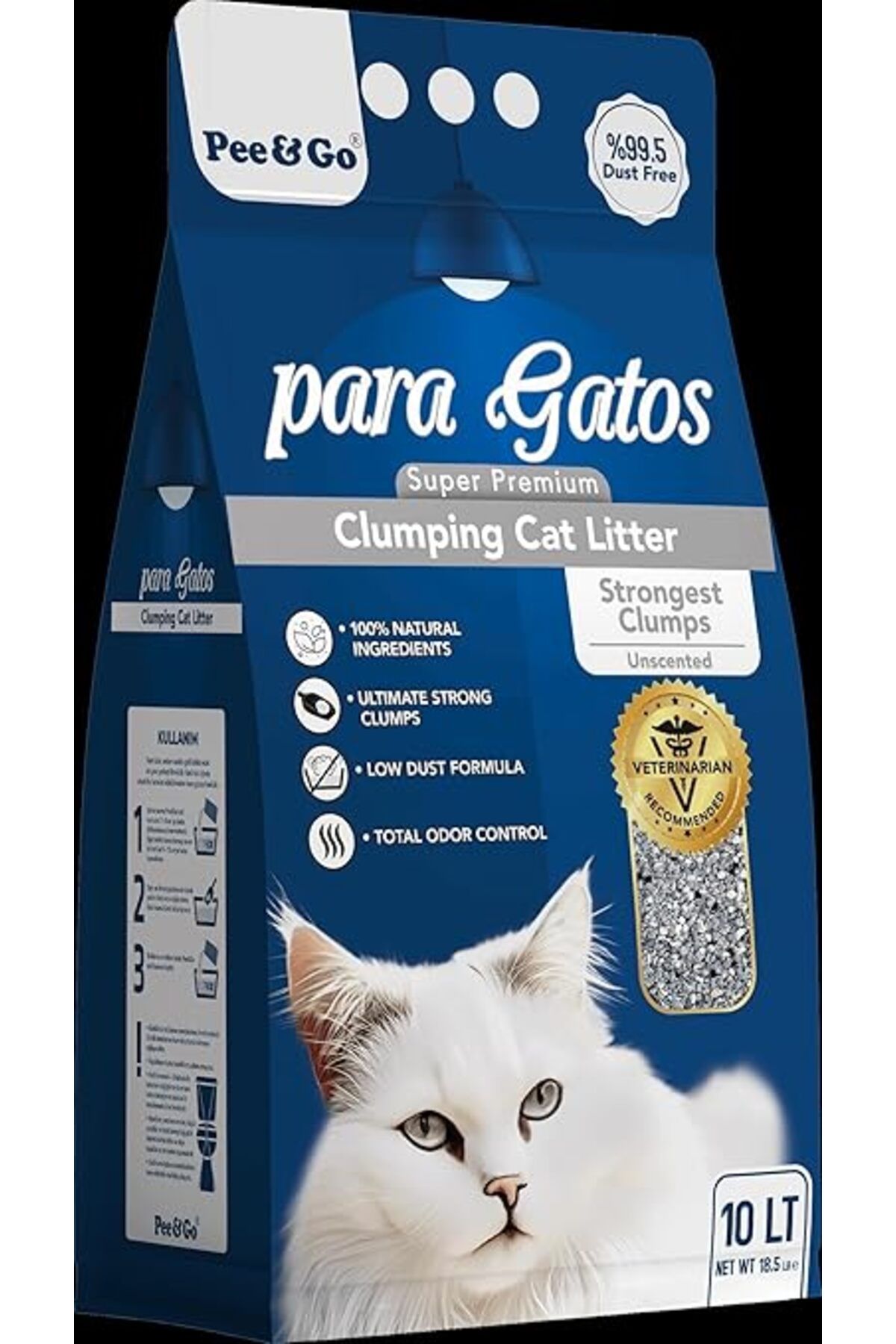 ShopZum Paragatos Süper Premium Natural Ince Taneli Kedi Kumu 10 Lt