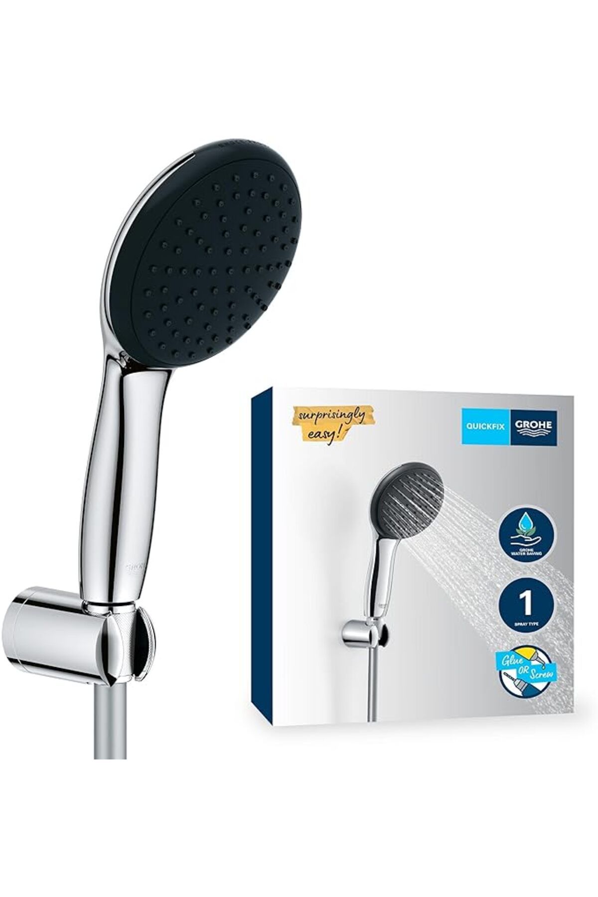 ShopZum Vitalio Start 110 El Duşu Seti, 110Mm Yuvarlak 1 Akışlı (Yağmur) El Duşu, Duş Başlığı Tutucu