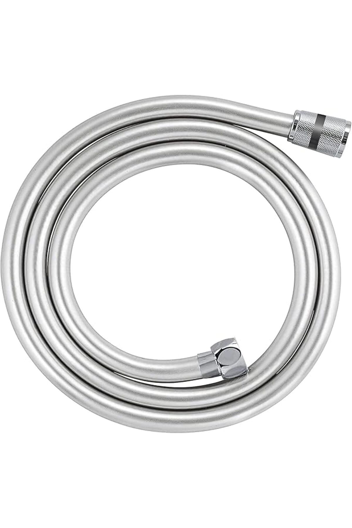 ShopZum Realflex Twistfree Lüx Pvc Duş Hortumu/Duş Spirali/Paslanmaz Bağlantı Uçlu 150 Cm Gümüş