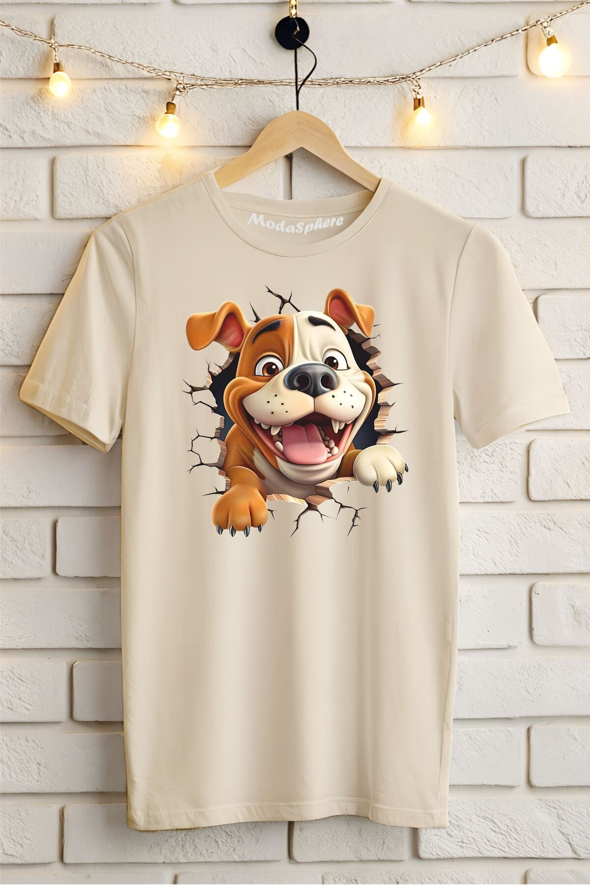 ModaSphere Cute Dog Baskılı Unisex Oversize Tişört