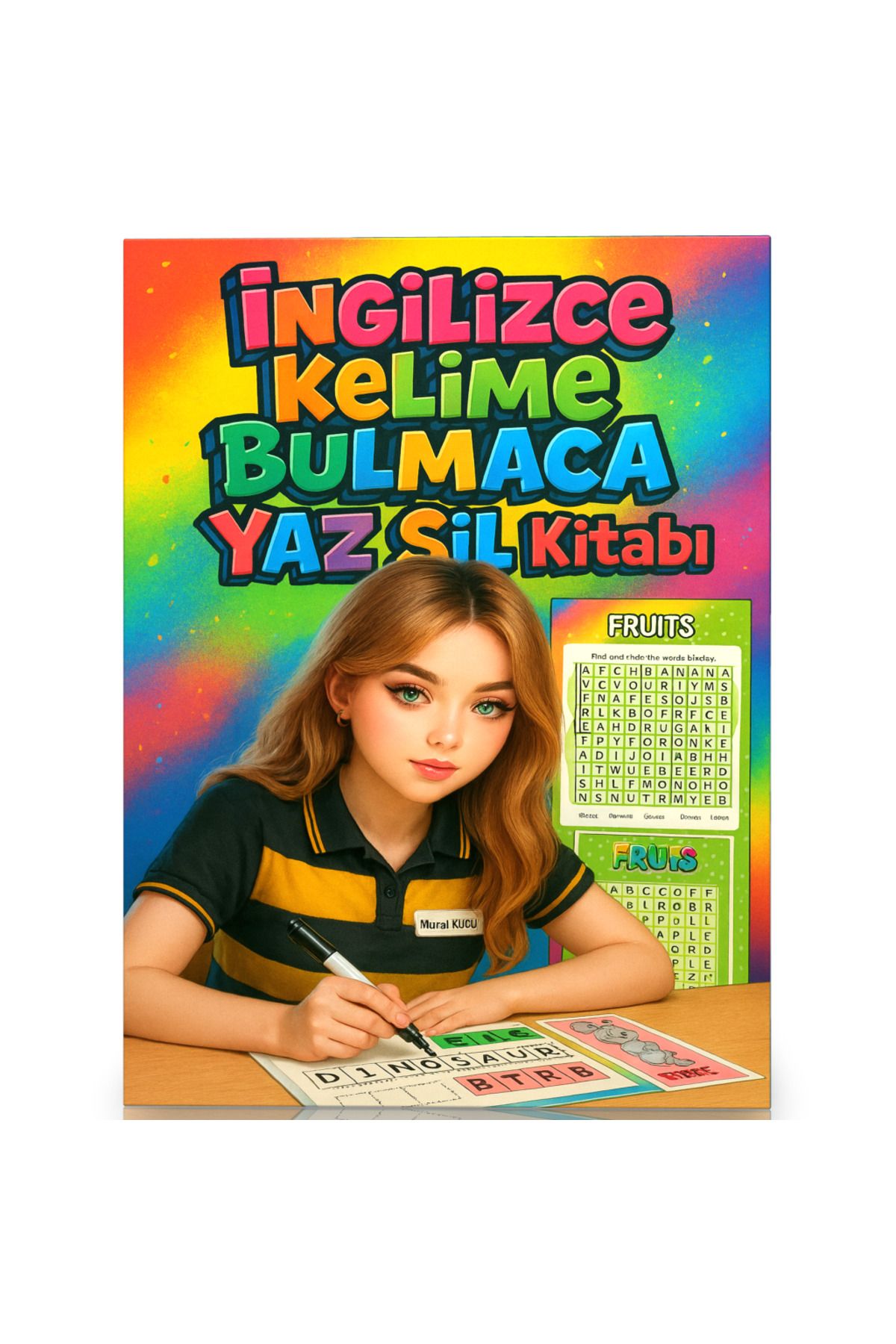 Enine Boyuna Eğitim İngilizce Kelime Öğreten Bulmaca YAZ-SİL Kitabı