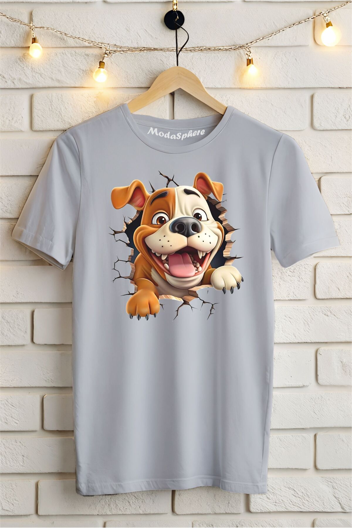 ModaSphere Cute Dog Baskılı Unisex Oversize Tişört