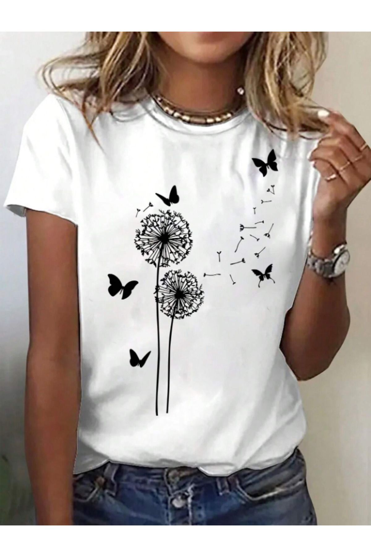 Framgan Kadın/Erkek KARAHİNDİBA Özel Baskılı Günlük Kısa Kollu Pamuklu T-Shirt