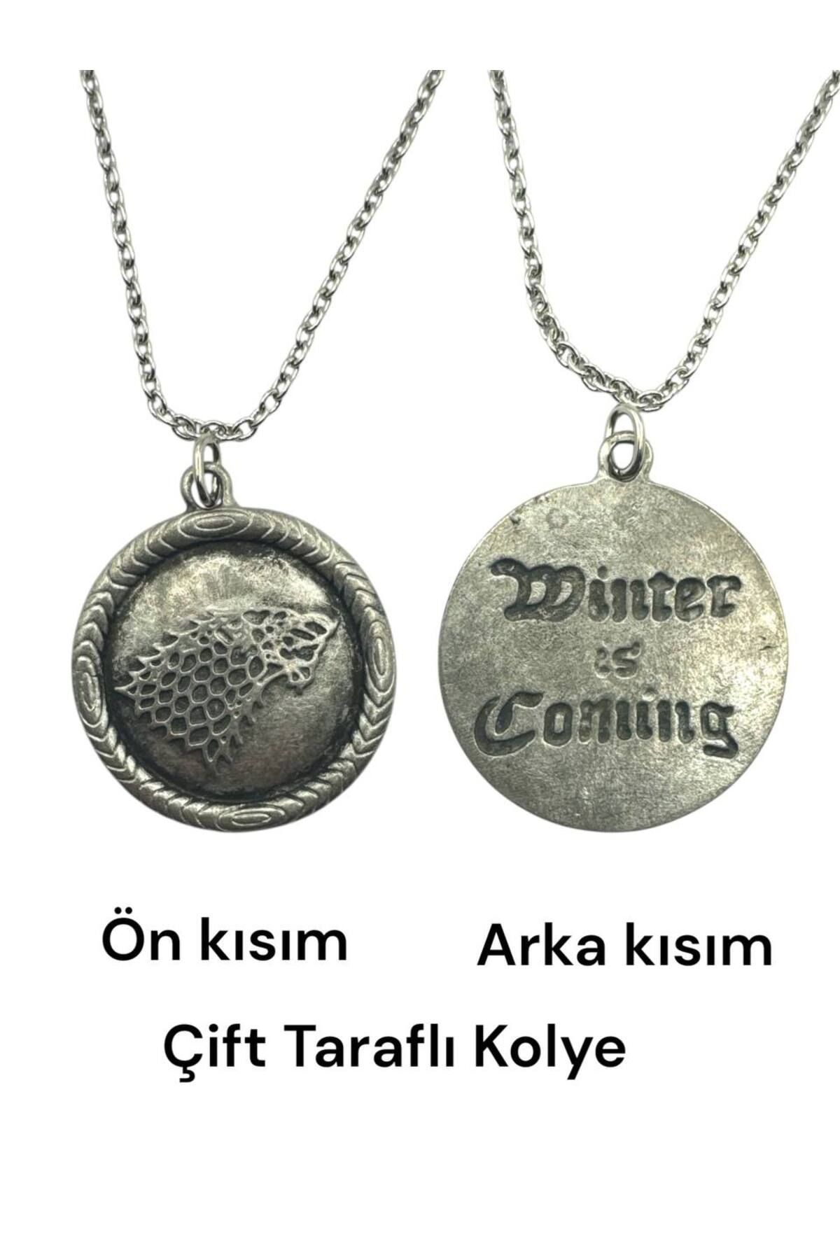 Herşey Nota Game of Thrones Tarzı Çift Taraflı Unisex Kolye – 60 cm Zincirli, Efsanevi Sembollerle Özel Tasarım