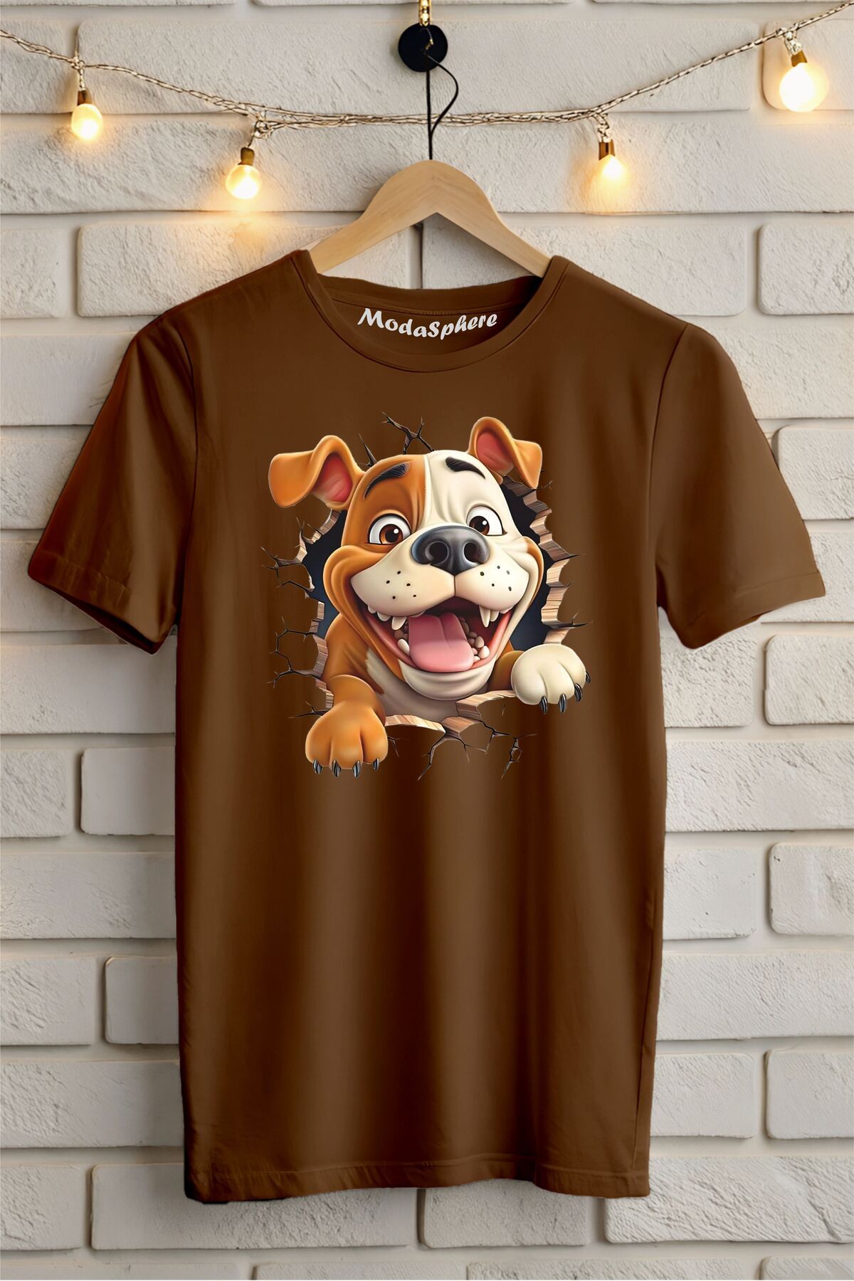 ModaSphere Cute Dog Baskılı Unisex Oversize Tişört